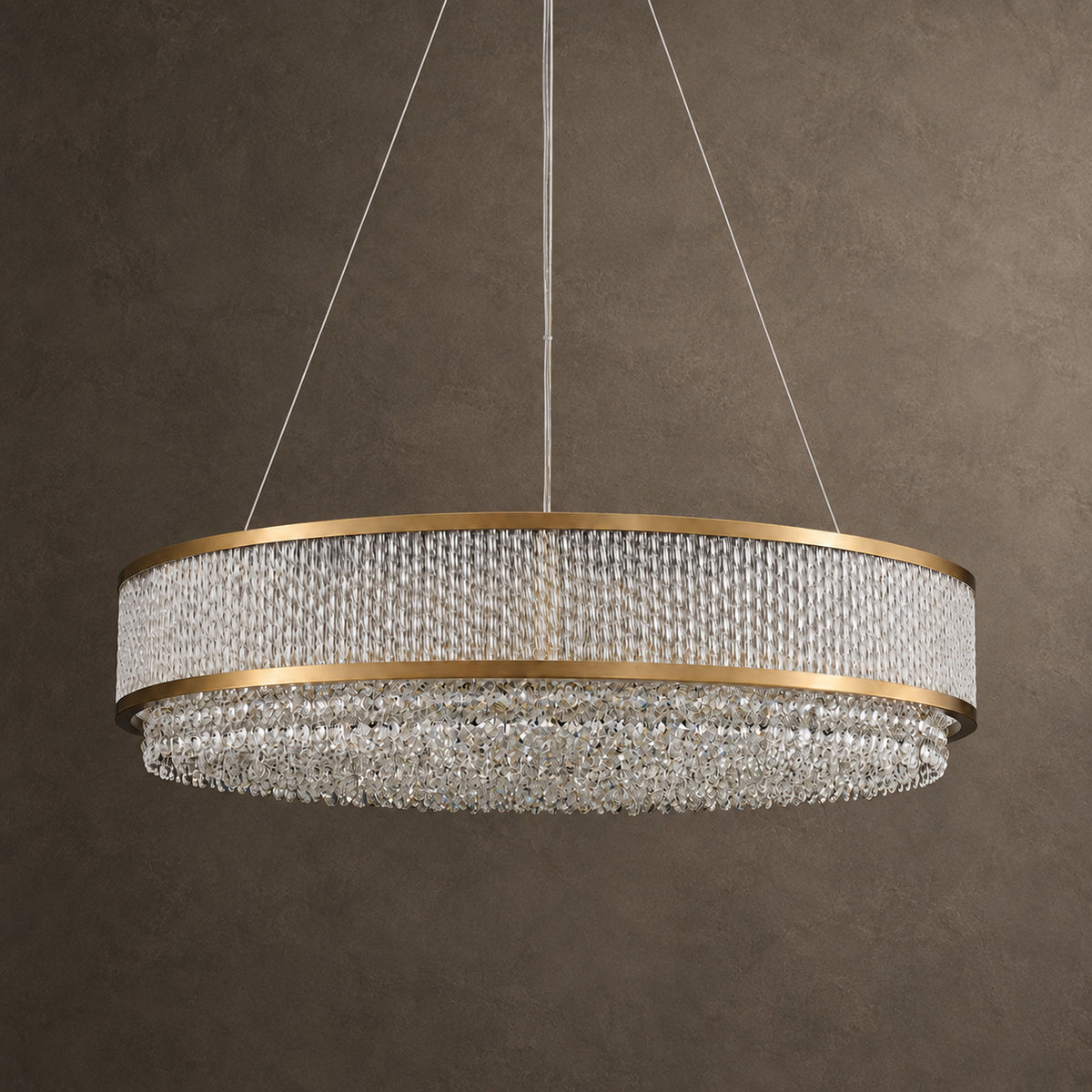 Cortina Chandelier, 2-Tier 14-Light Gold K9 Crystal, 32" Dia