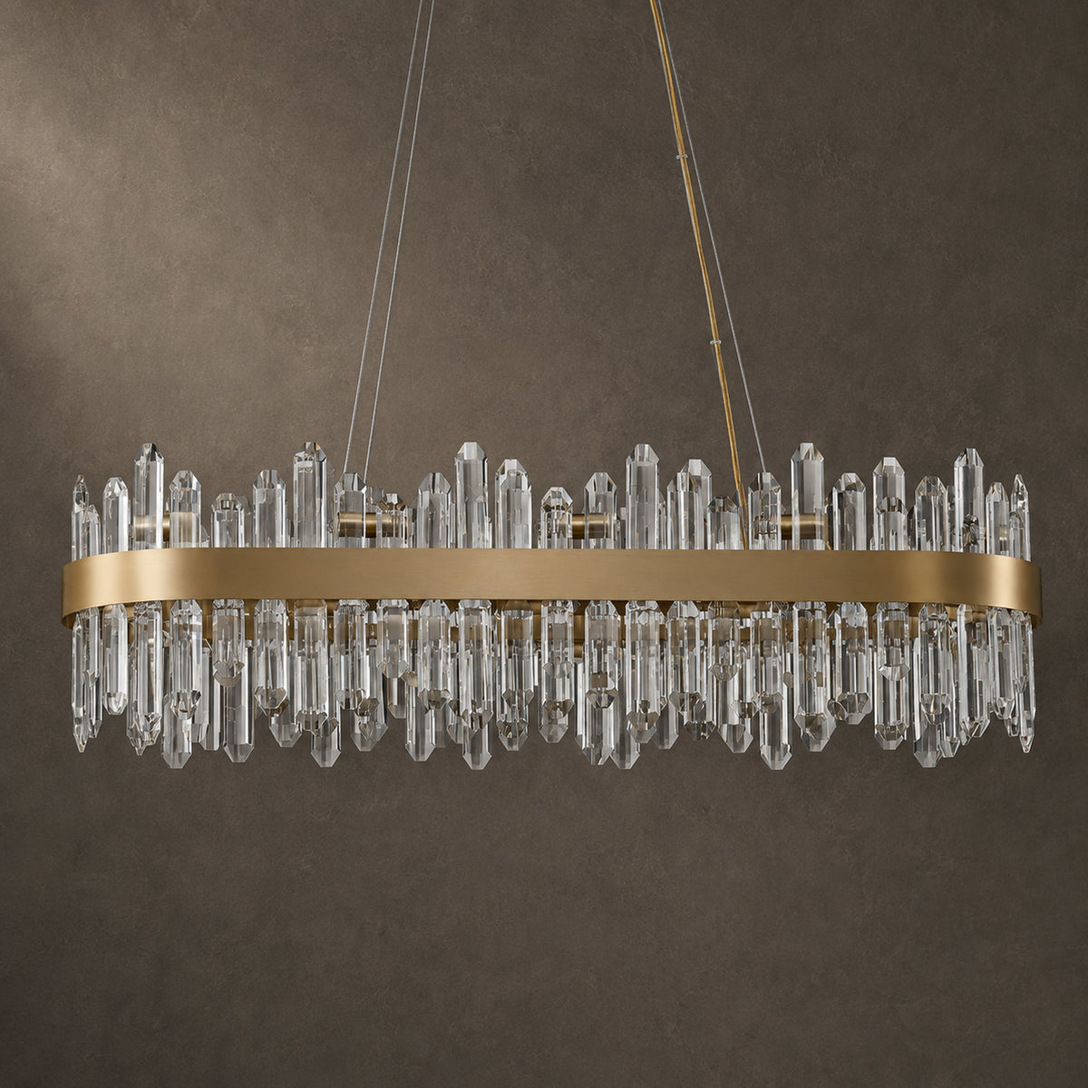 Oval Crystal Chandelier 35.4" — 20-Light Gold K9 for Dining Rooms