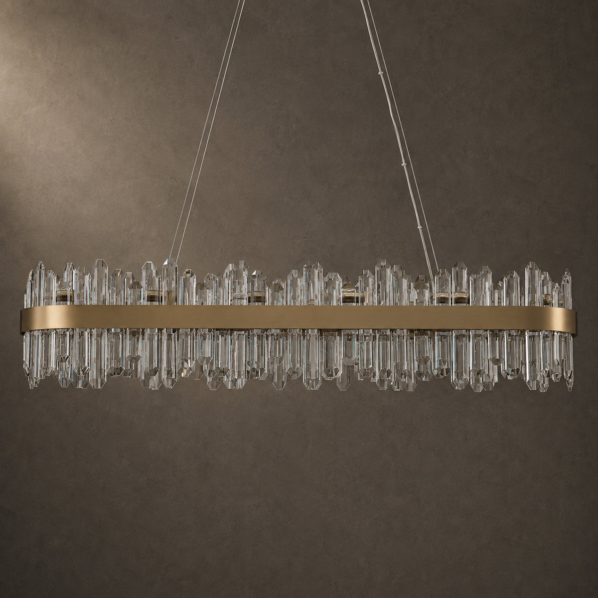 Oval Crystal Chandelier 45.3" — 24-Light Gold K9 Chandelier for Long Tables
