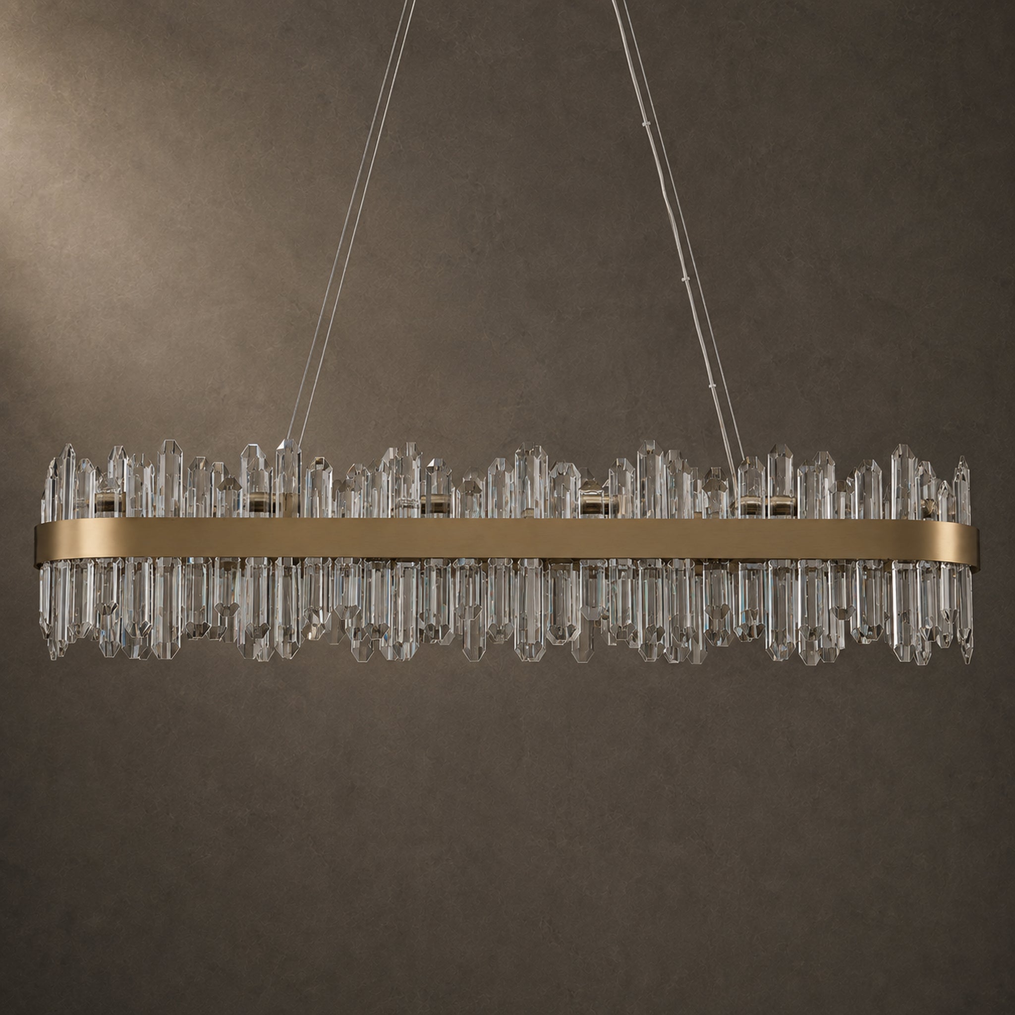 Oval Crystal Chandelier 45.3" — 24-Light Gold K9 Chandelier for Long Tables