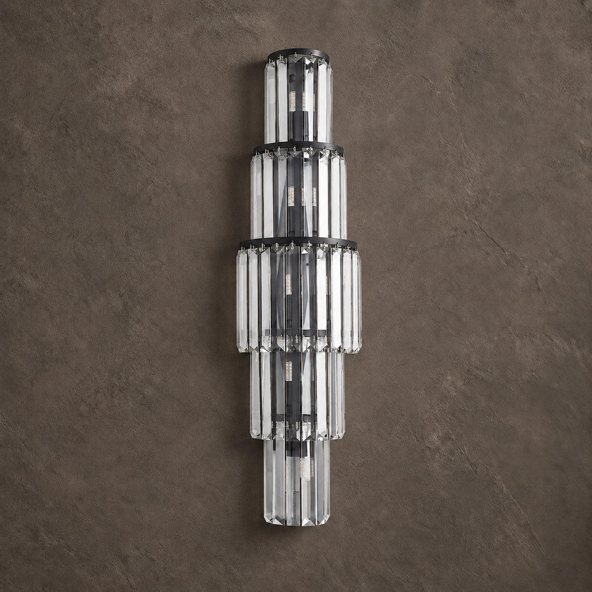 Stelo Vertical Wall Sconce, 5-Light Black K9 Crystal, 29.5" H
