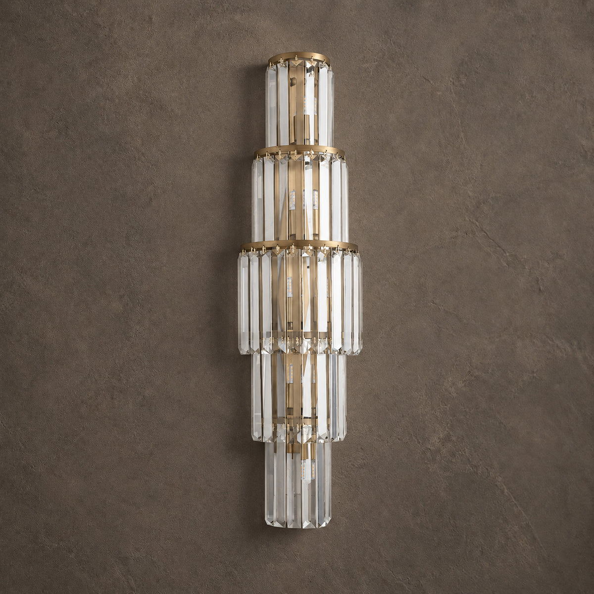 Stelo Vertical Wall Sconce, 5-Light Gold K9 Crystal, 29.5" H