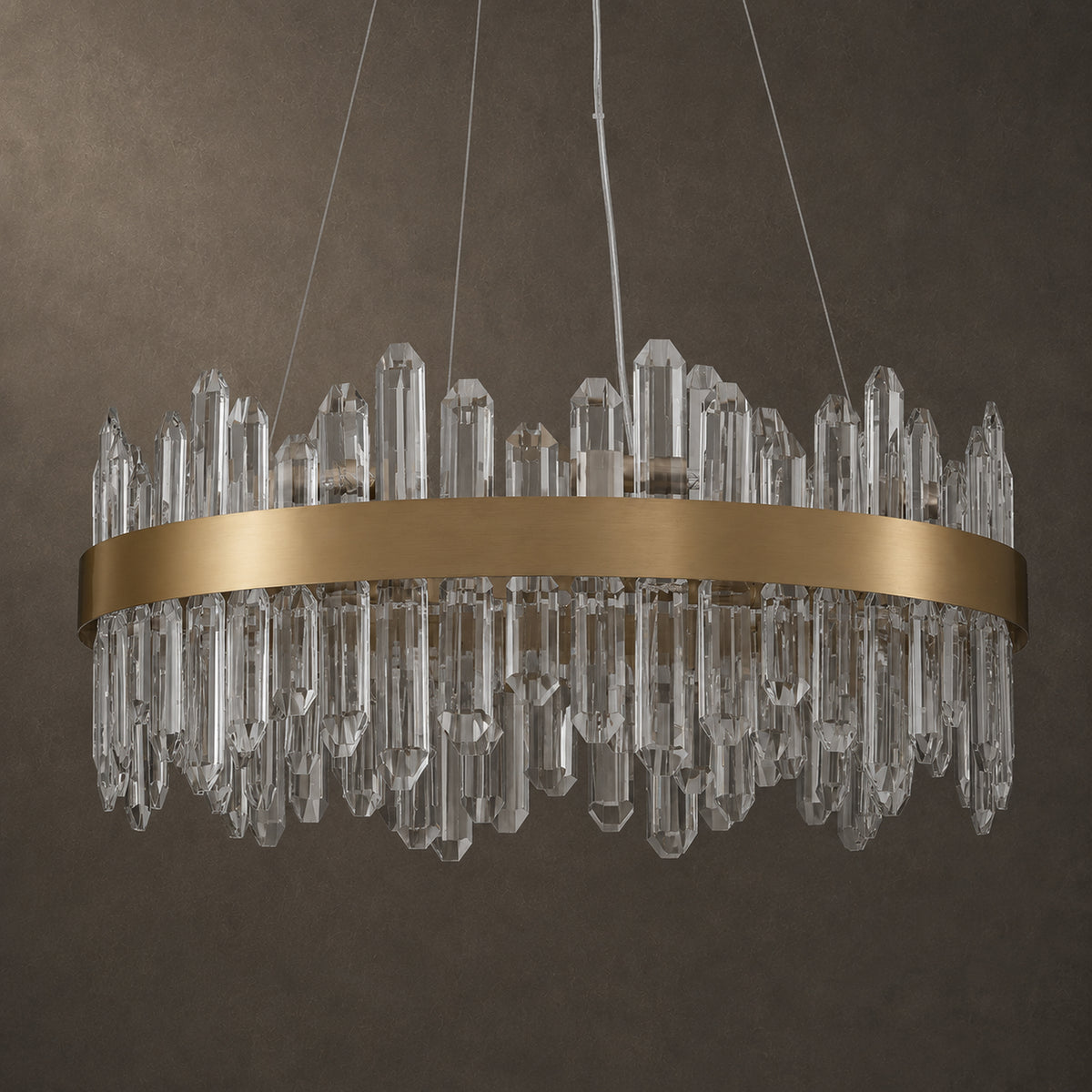 Round 2-Tier K9 Crystal Chandelier 23" — 16-Light Gold Modern Chandelier