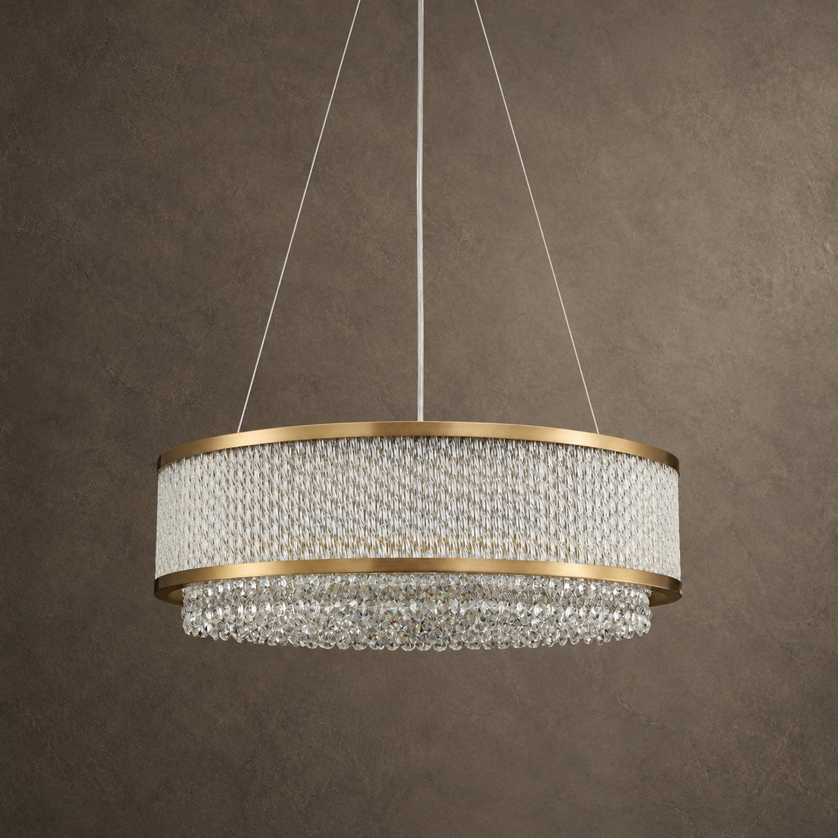 Cortina Chandelier, 2-Tier 9-Light Gold K9 Crystal, 20" Dia