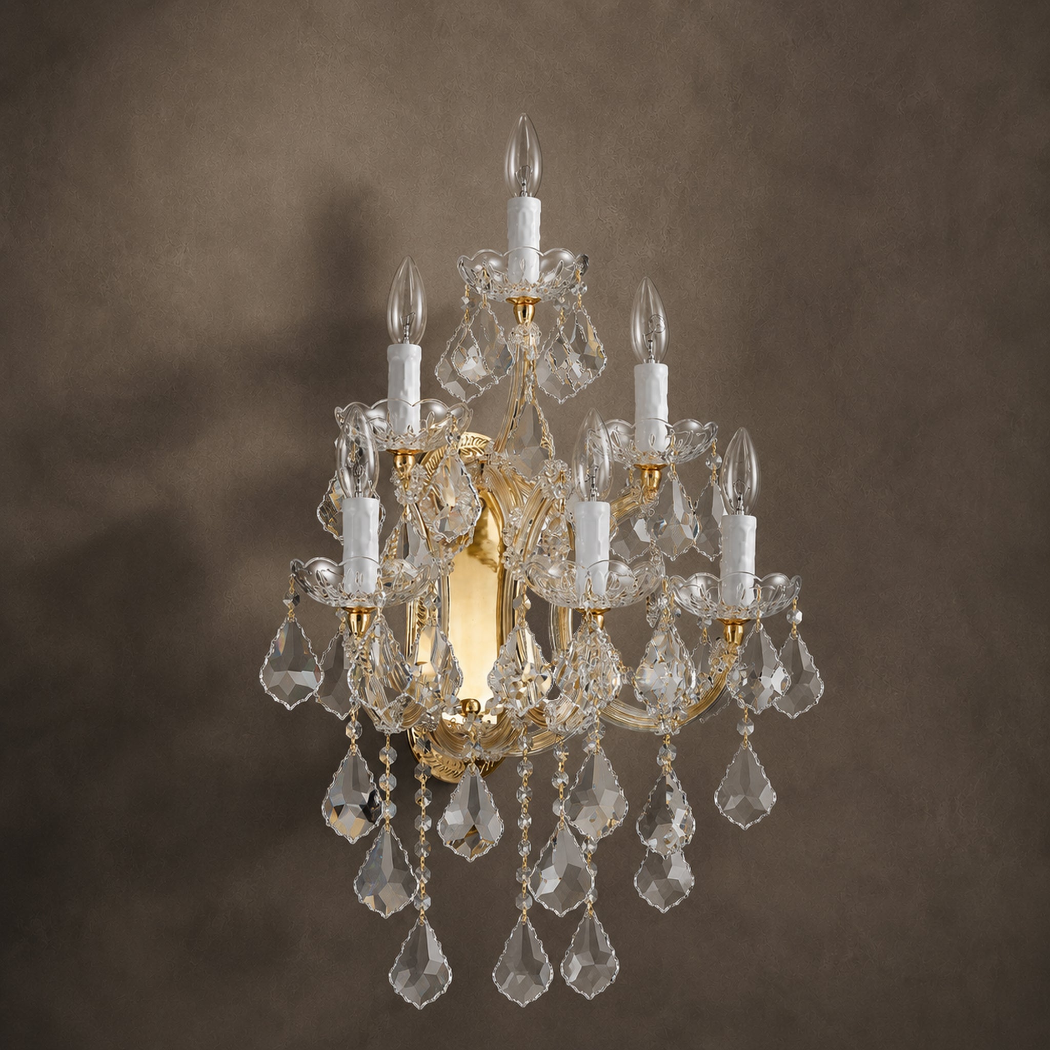 Maria Theresa Wall Sconce, 6-Light Chrome K9 Crystal, 17" W