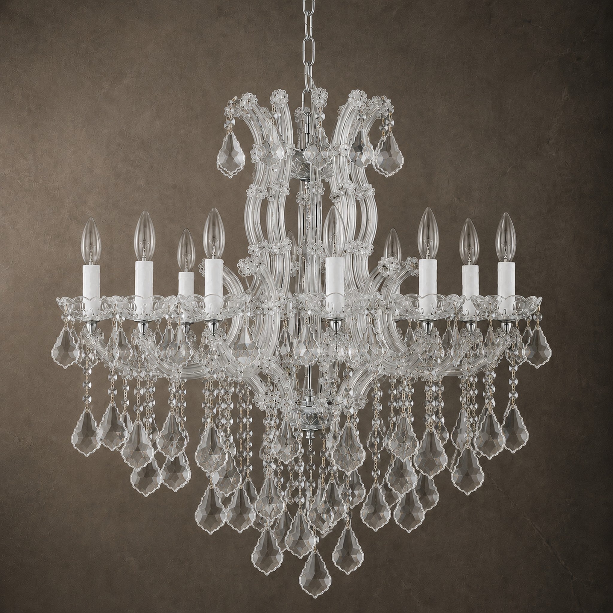 Maria Theresa Chandelier, 10-Light Chrome K9 Crystal, 29" Dia