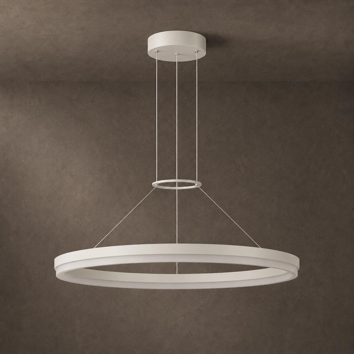 Calve Minimalist Ring Chandelier | Round LED Ceiling Light in Black or White for Bedroom & Dining
