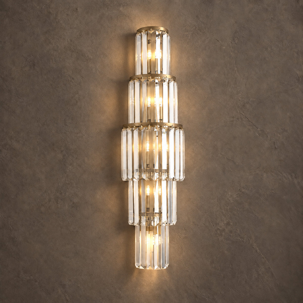 Stelo Vertical Wall Sconce, 5-Light Black K9 Crystal, 29.5" H