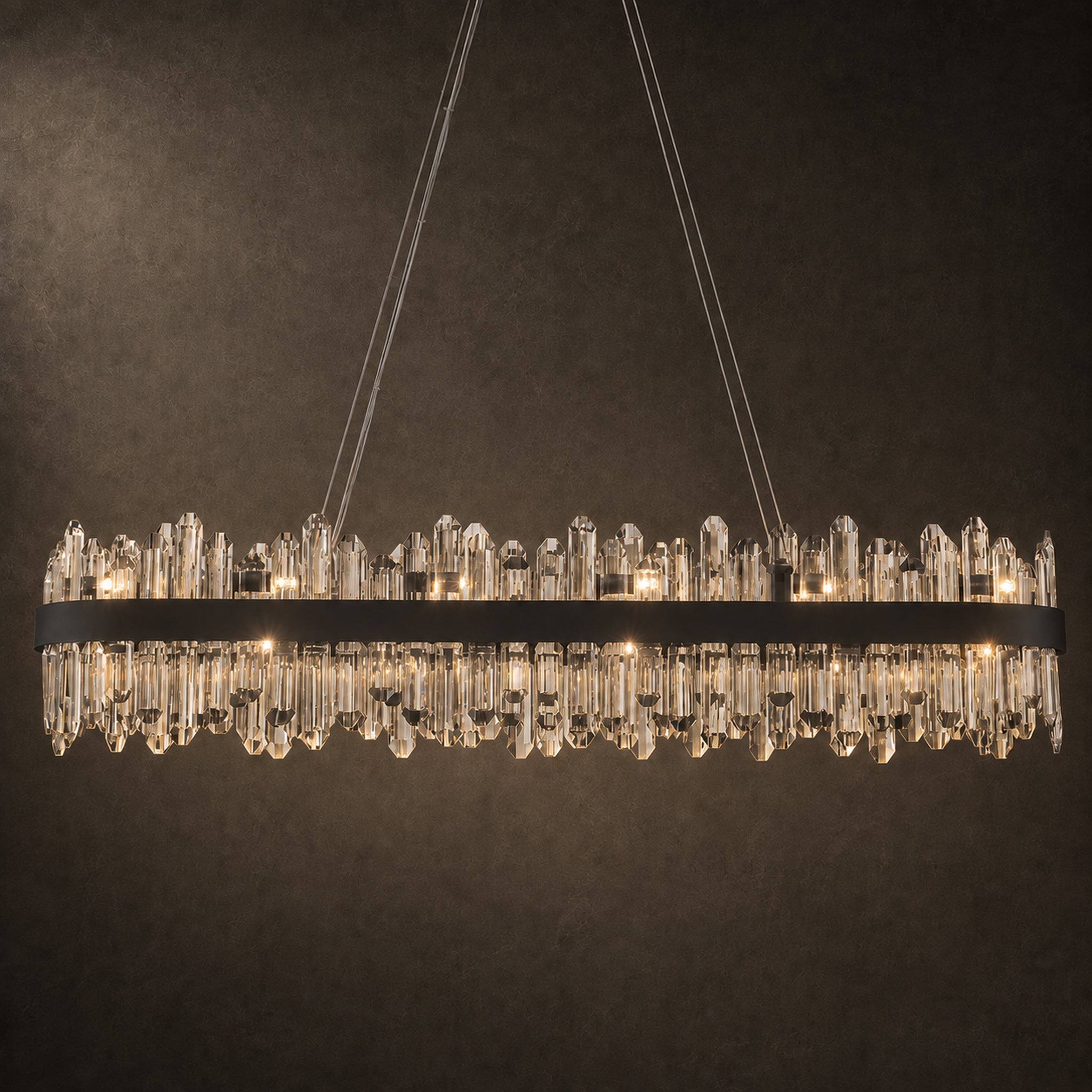 Oval Crystal Chandelier 45.3" — 24-Light Gold K9 Chandelier for Long Tables