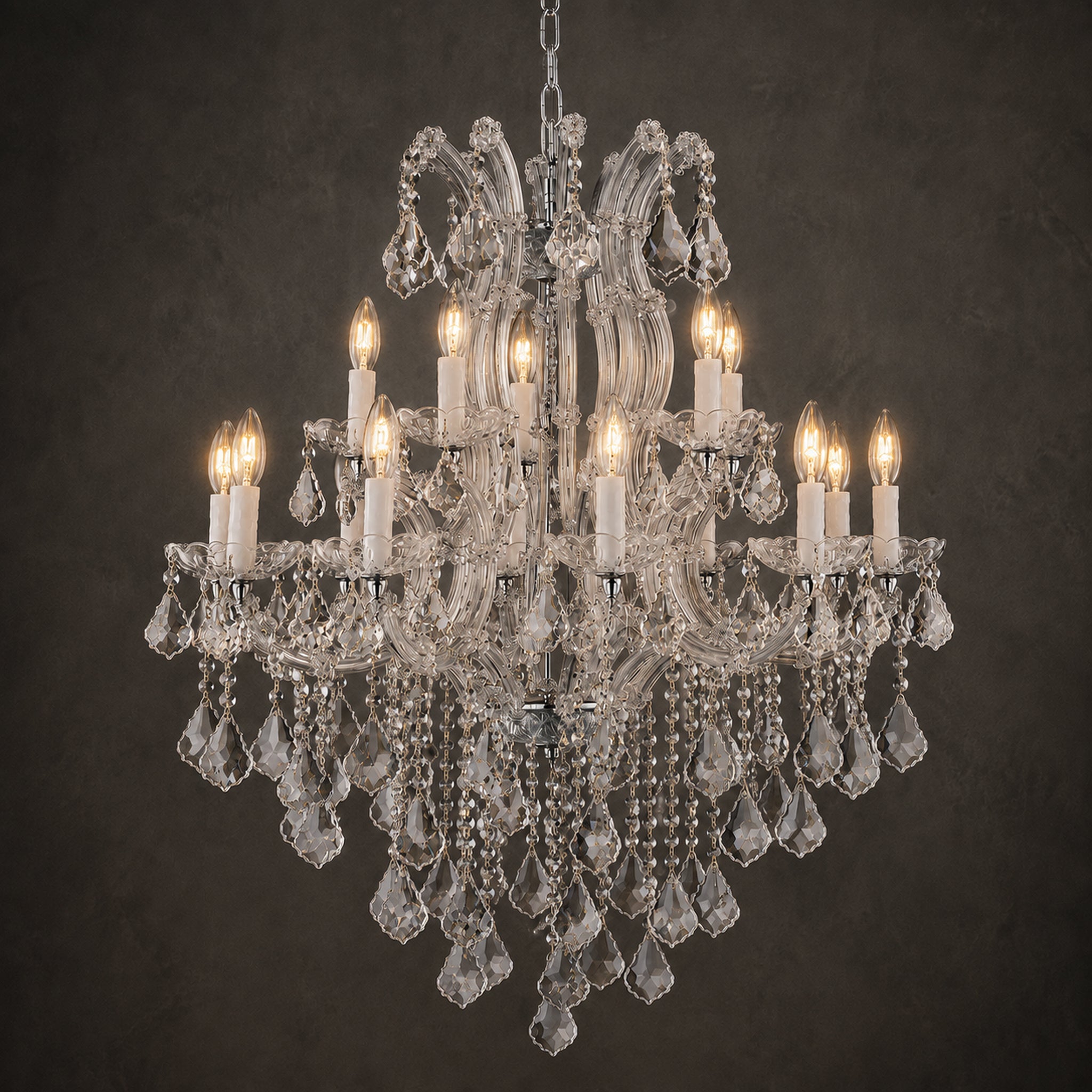 Maria Theresa Crystal Chandelier — 15-Light Gold K9 for High Ceilings