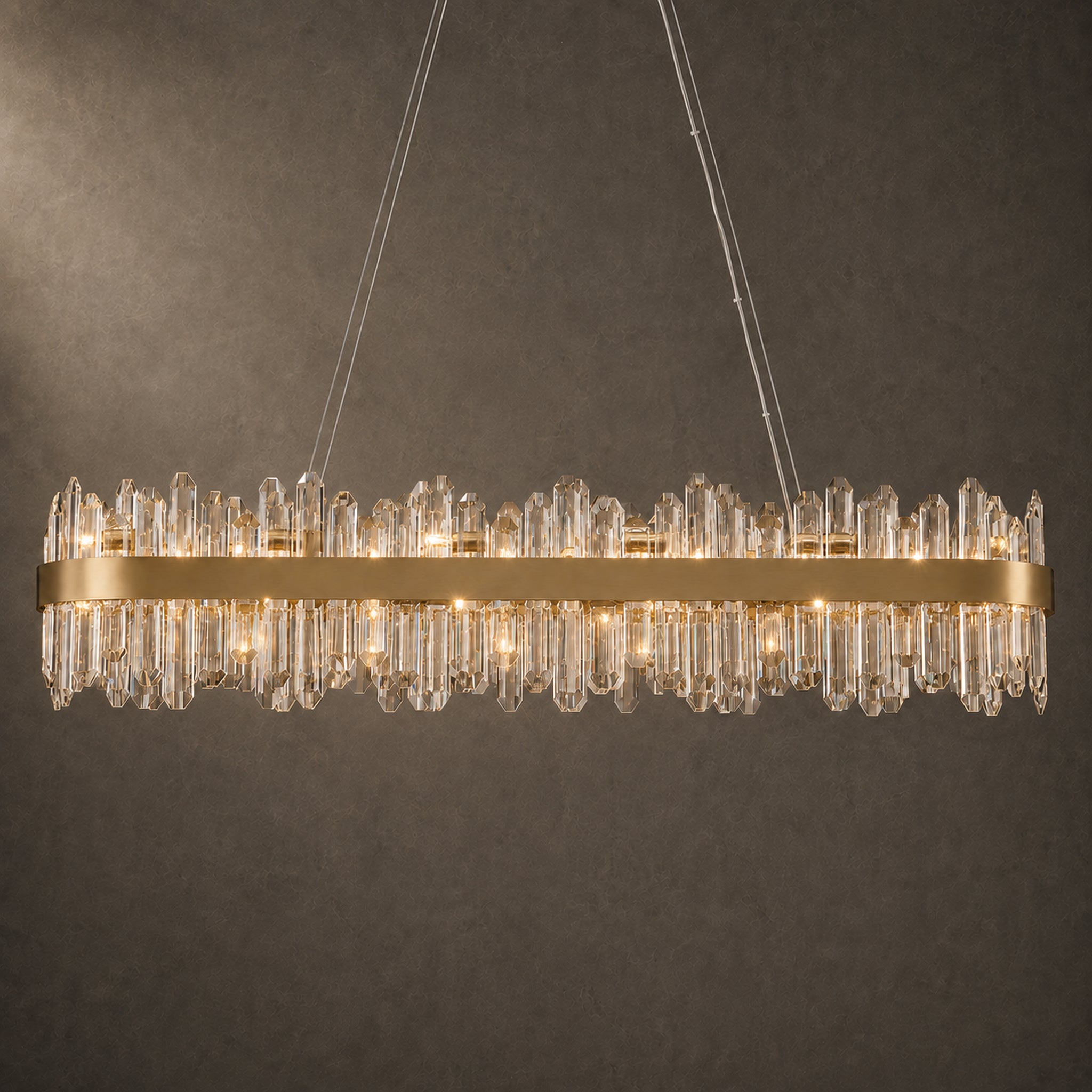 Modern Oval K9 Crystal Chandelier 45.3" — 24-Light, Black