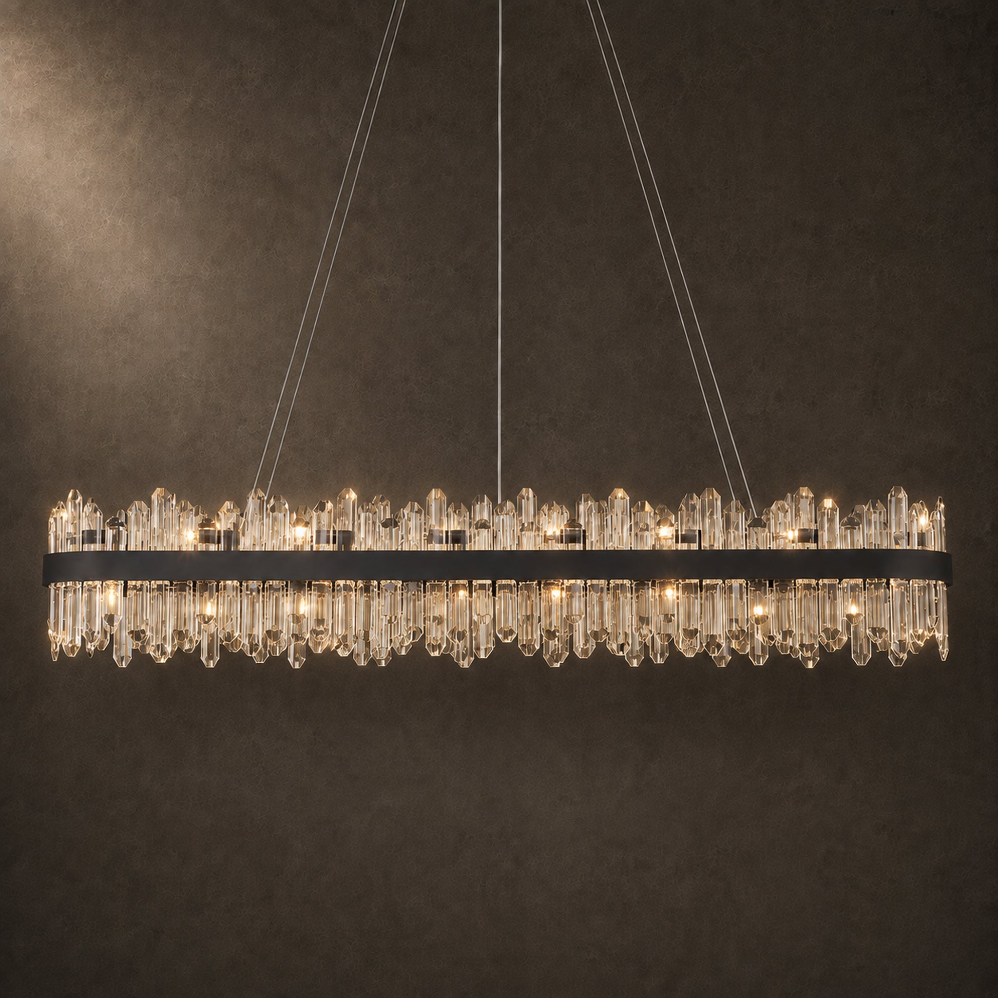 Rectangular Crystal Chandelier 57" — 32-Light Modern K9 Chandelier