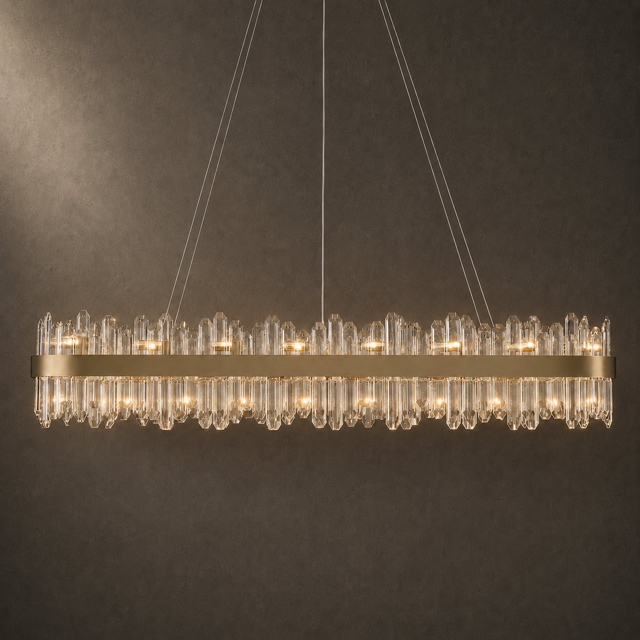 Rectangular Crystal Chandelier 57" — 32-Light Modern K9 Chandelier
