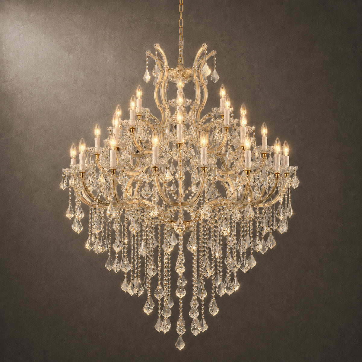 Maria Theresa Crystal Chandelier - 36 Light Sockets Large Pendant Light Fixture for High Ceiling Hotel Lobby Restaurant