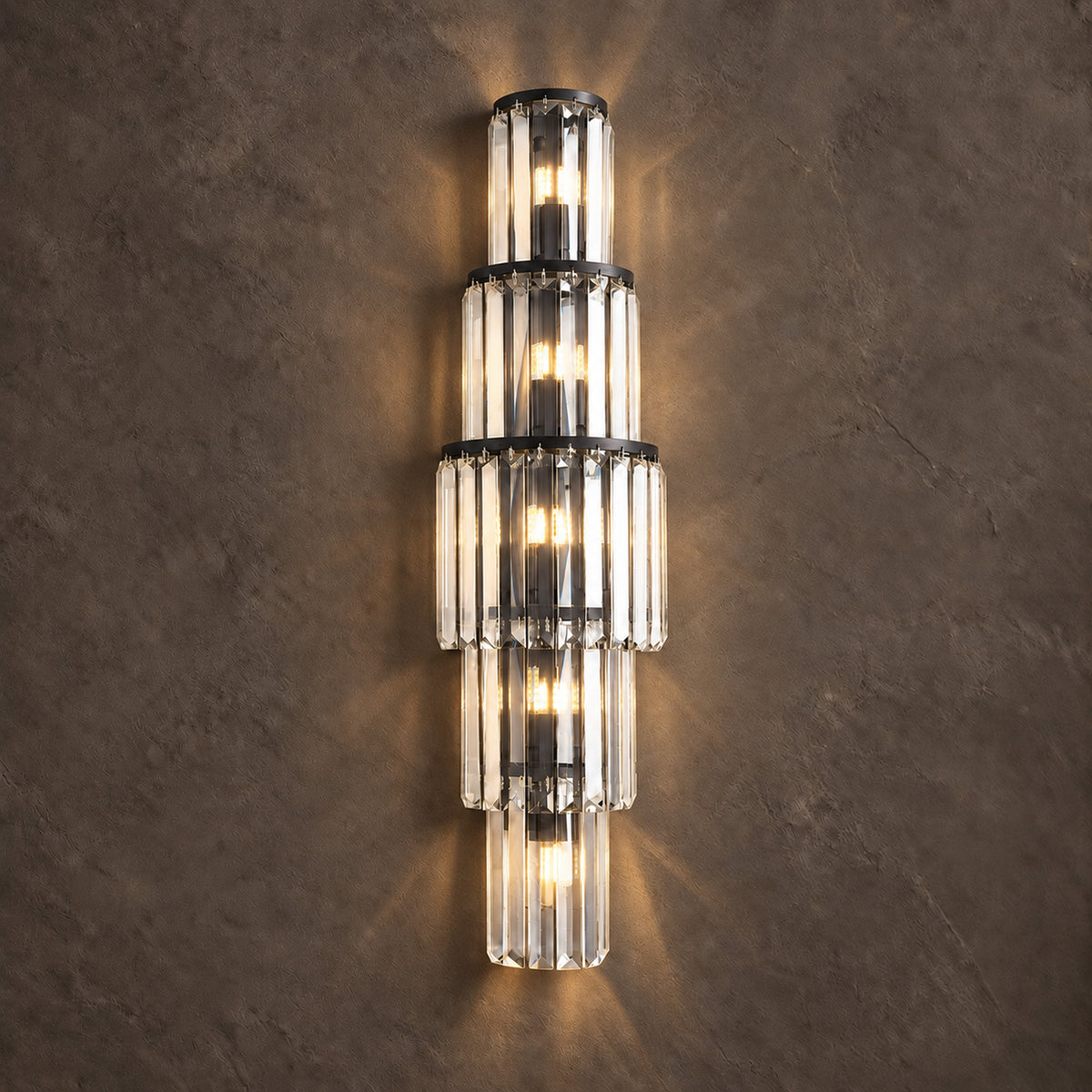 Stelo Vertical Wall Sconce, 5-Light Gold K9 Crystal, 29.5" H
