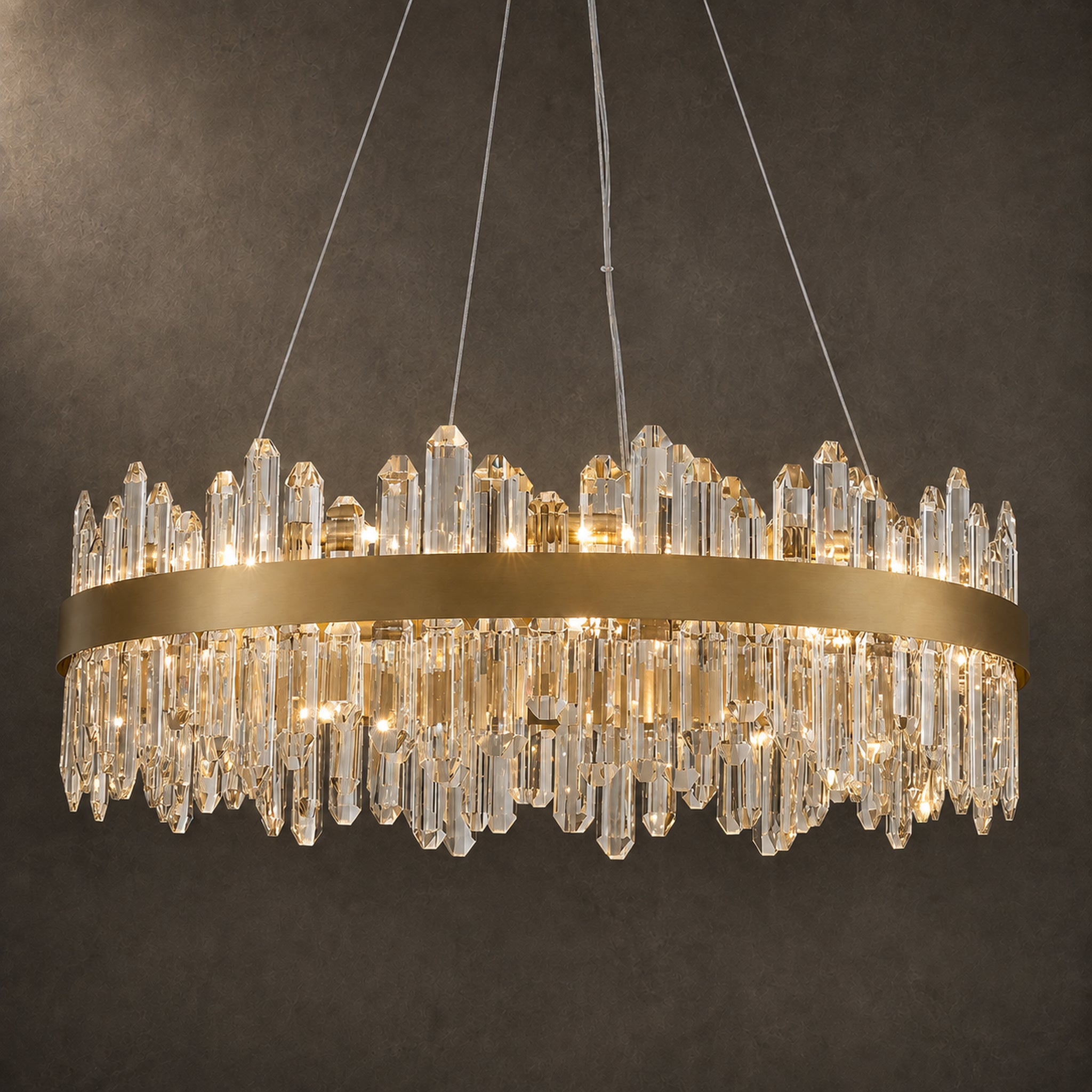 Modern Round Chandelier, D30 inch 24-Light 2-Tier K9 Crystal Pendant Ceiling Light Fixture for Dining Room, Living Room, Kitchen