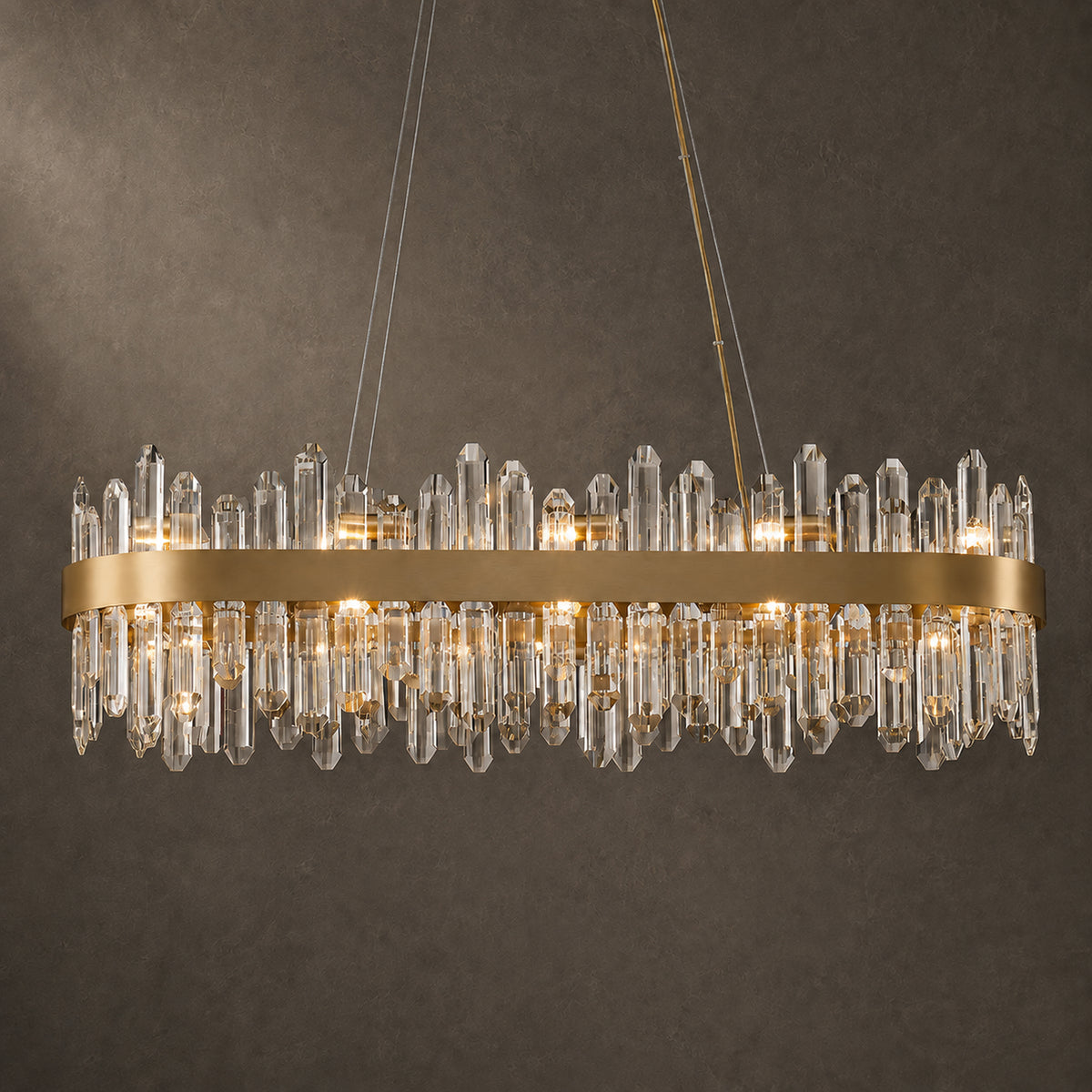 Oval Crystal Chandelier 35.4" — 20-Light Gold K9 for Dining Rooms