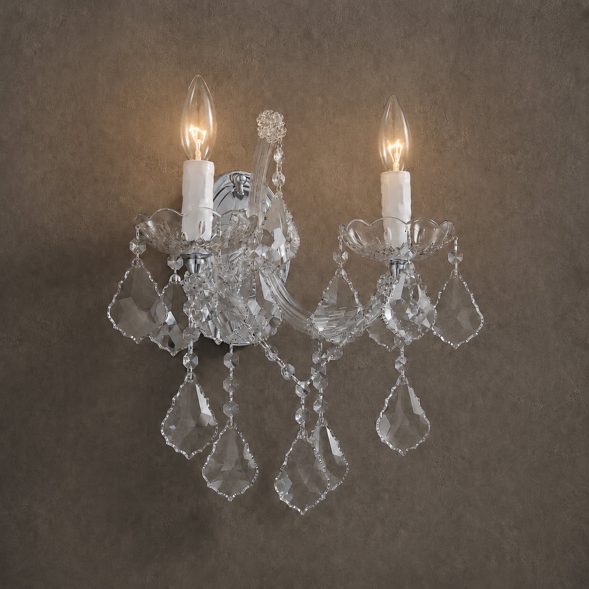 Maria Theresa Wall Sconce, 2-Light Gold K9 Crystal, 13" W