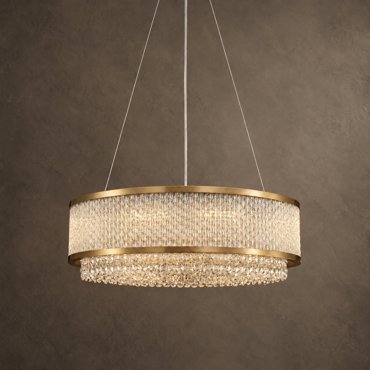 Cortina Chandelier, 2-Tier 9-Light Gold K9 Crystal, 20" Dia