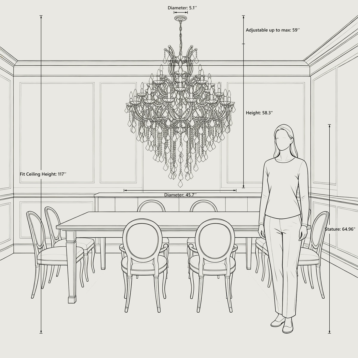 Maria Theresa Crystal Chandelier - 36 Light Sockets Large Pendant Light Fixture for High Ceiling Hotel Lobby Restaurant