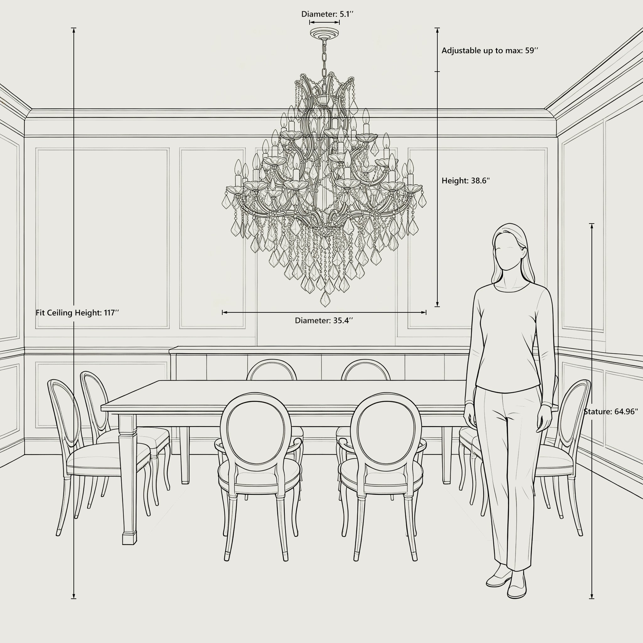 Maria Theresa Chandelier - 24 Lighting Sockets Nordic Pendant Light Fixture for Villas Hotels