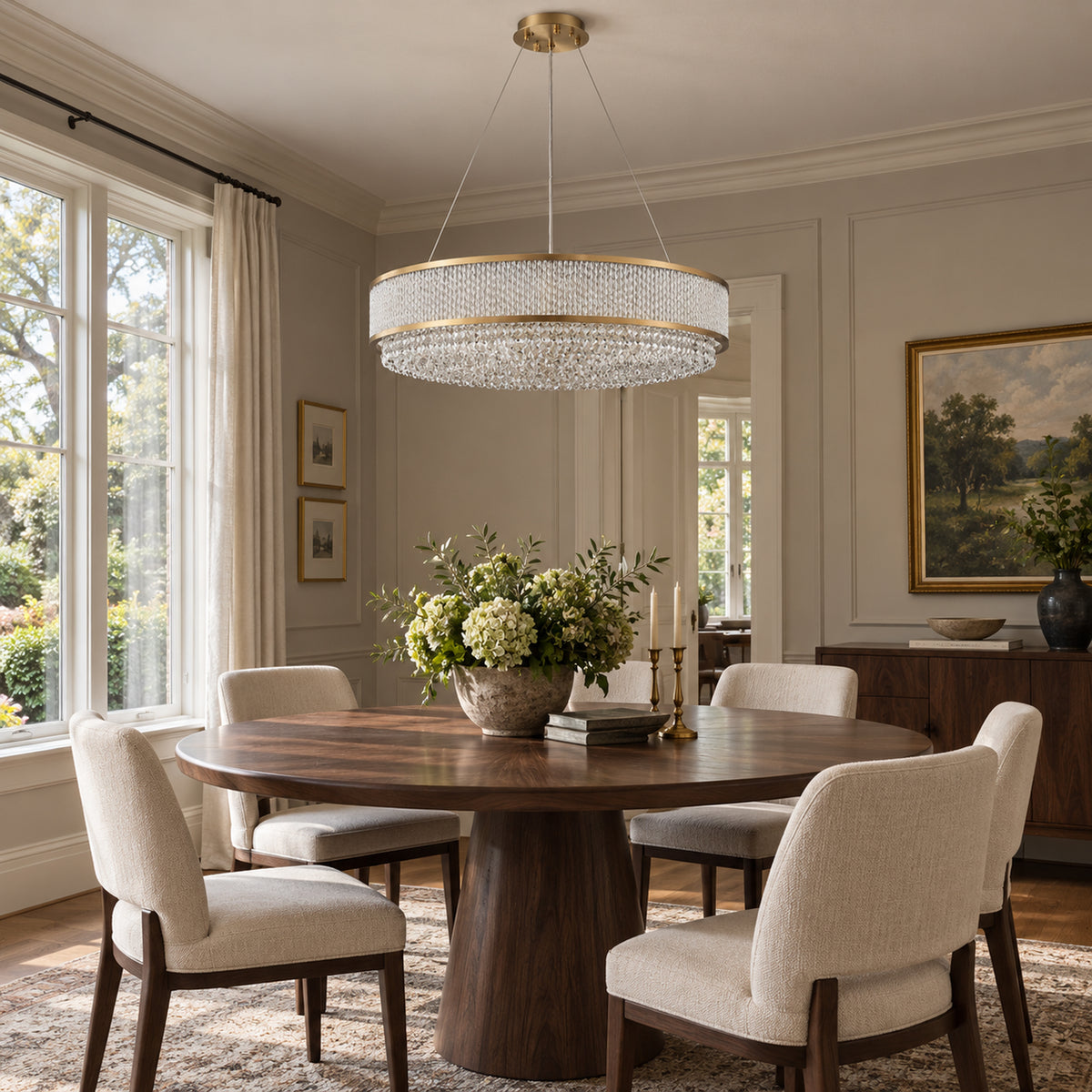 Cortina Chandelier, 2-Tier 14-Light Gold K9 Crystal, 32" Dia