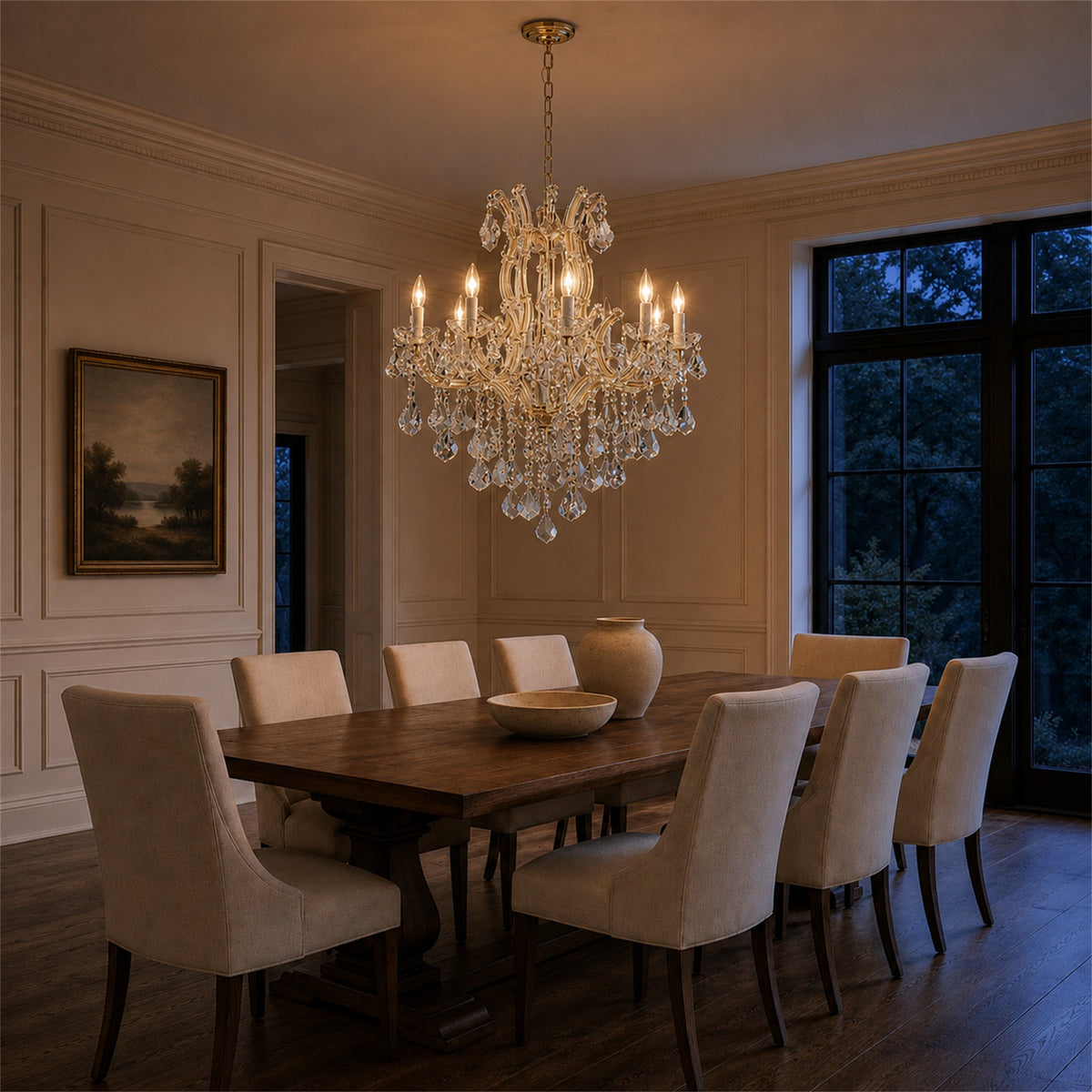 Maria Theresa Crystal Chandelier - 10 Lights Elegant Mini Pendant Light Fixture for Most Rooms