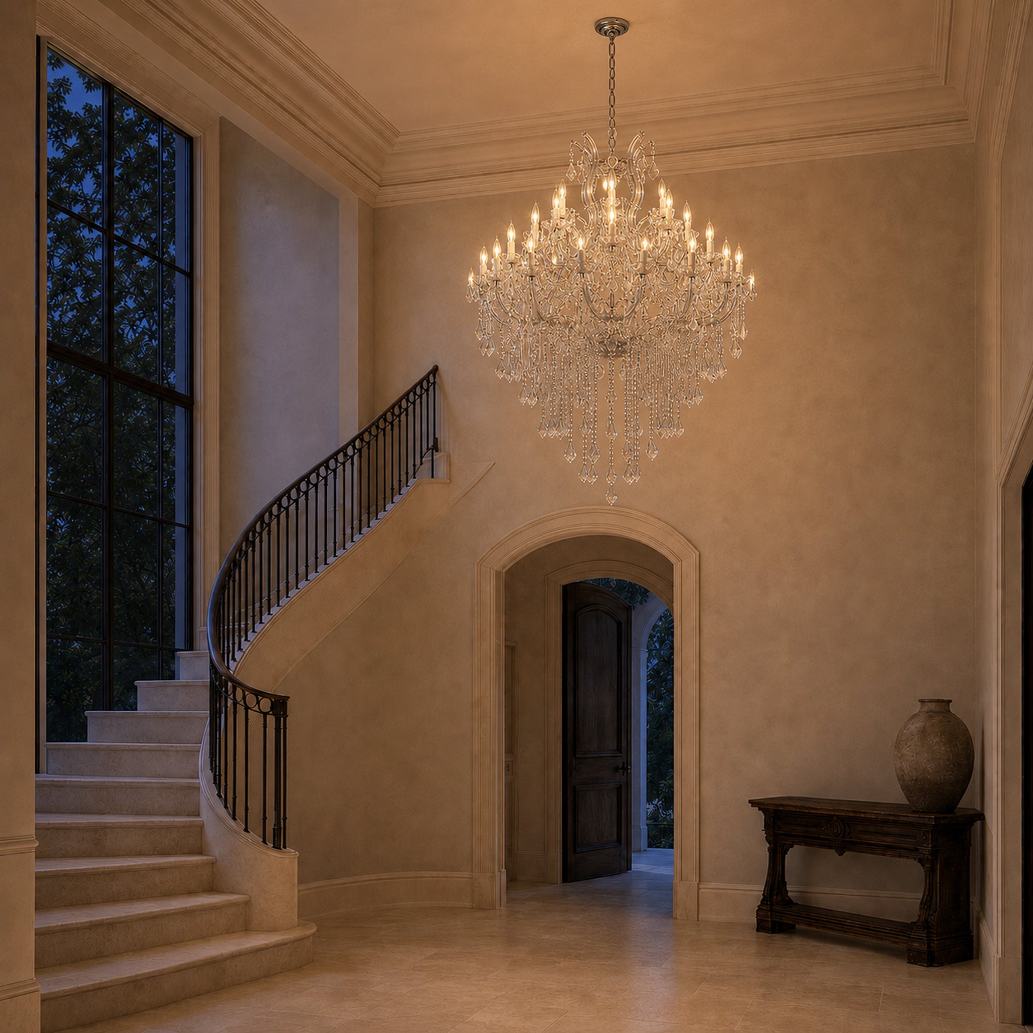 Maria Theresa Crystal Chandelier - 36 Light Sockets Large Pendant Light Fixture for High Ceiling Hotel Lobby Restaurant