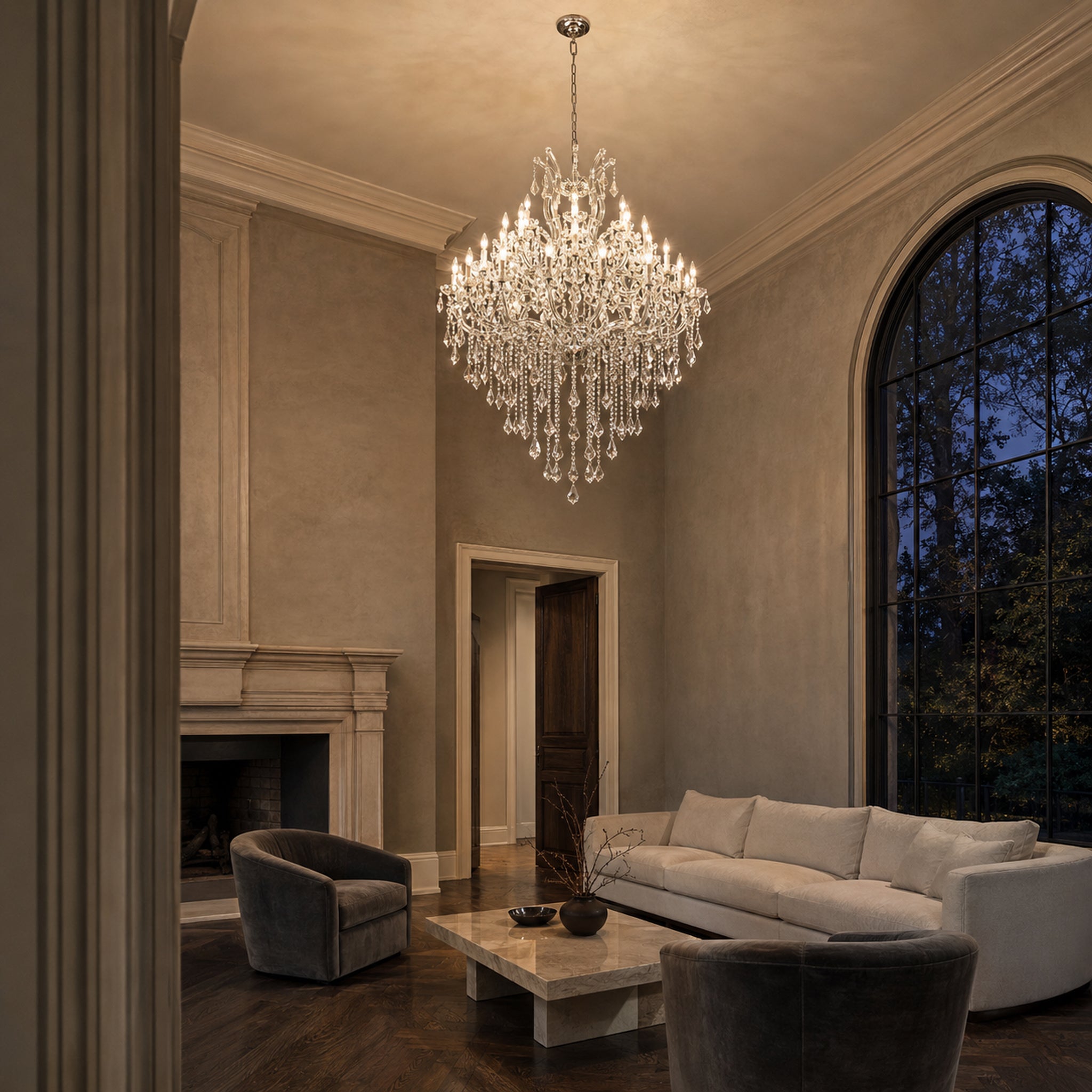 Maria Theresa Crystal Chandelier - 36 Light Sockets Large Pendant Light Fixture for High Ceiling Hotel Lobby Restaurant