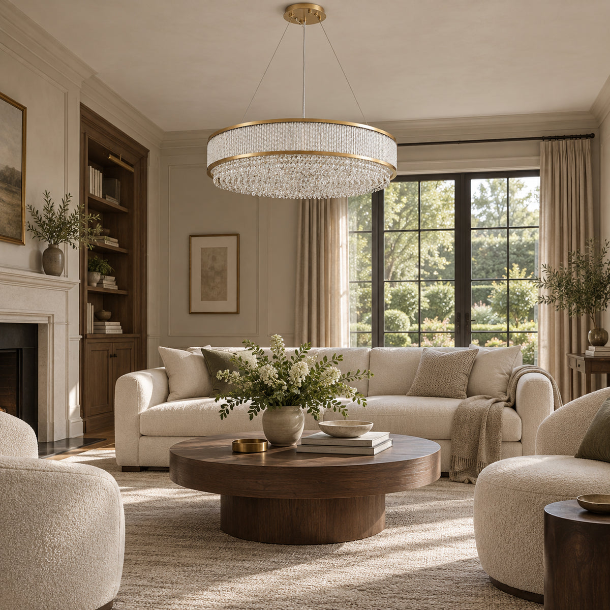 Cortina Chandelier, 2-Tier 14-Light Gold K9 Crystal, 32" Dia