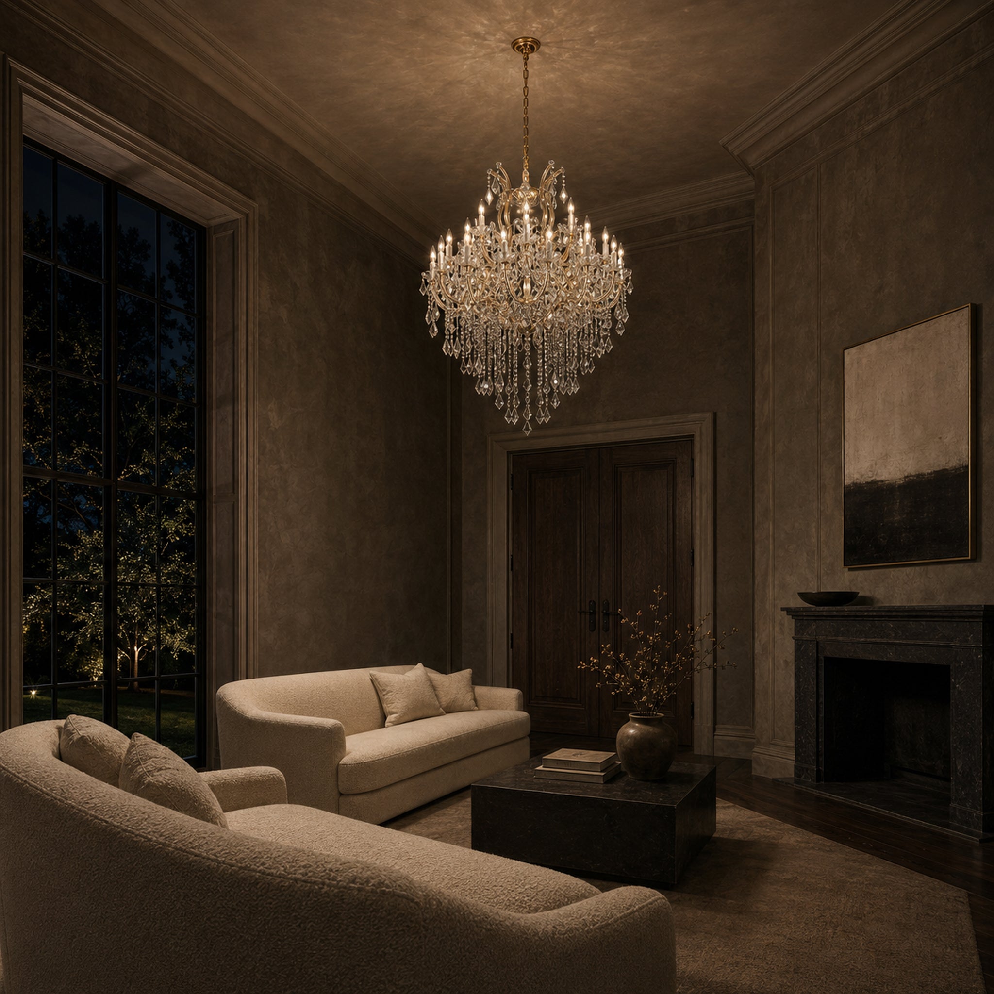 Maria Theresa Crystal Chandelier - 36 Light Sockets Large Pendant Light Fixture for High Ceiling Hotel Lobby Restaurant