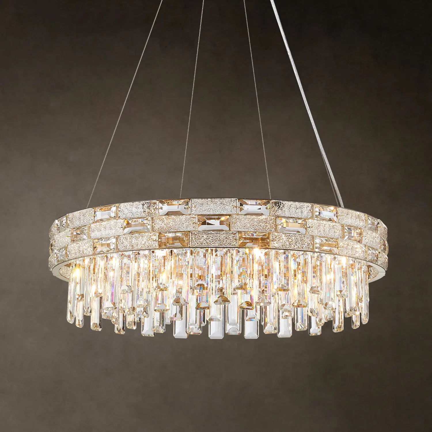 Exquisite Round 22.8" Crystal Chandelier - Suitable for Dining Room, Bedroom, Restaurant, Hotel & Villa Lobby