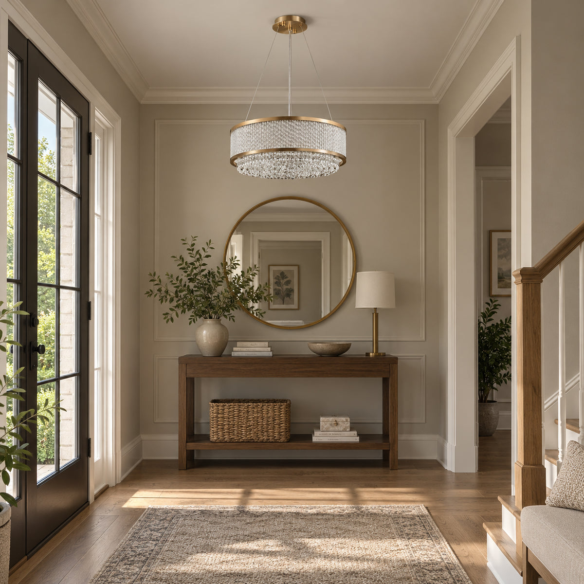Cortina Chandelier, 2-Tier 9-Light Gold K9 Crystal, 20" Dia