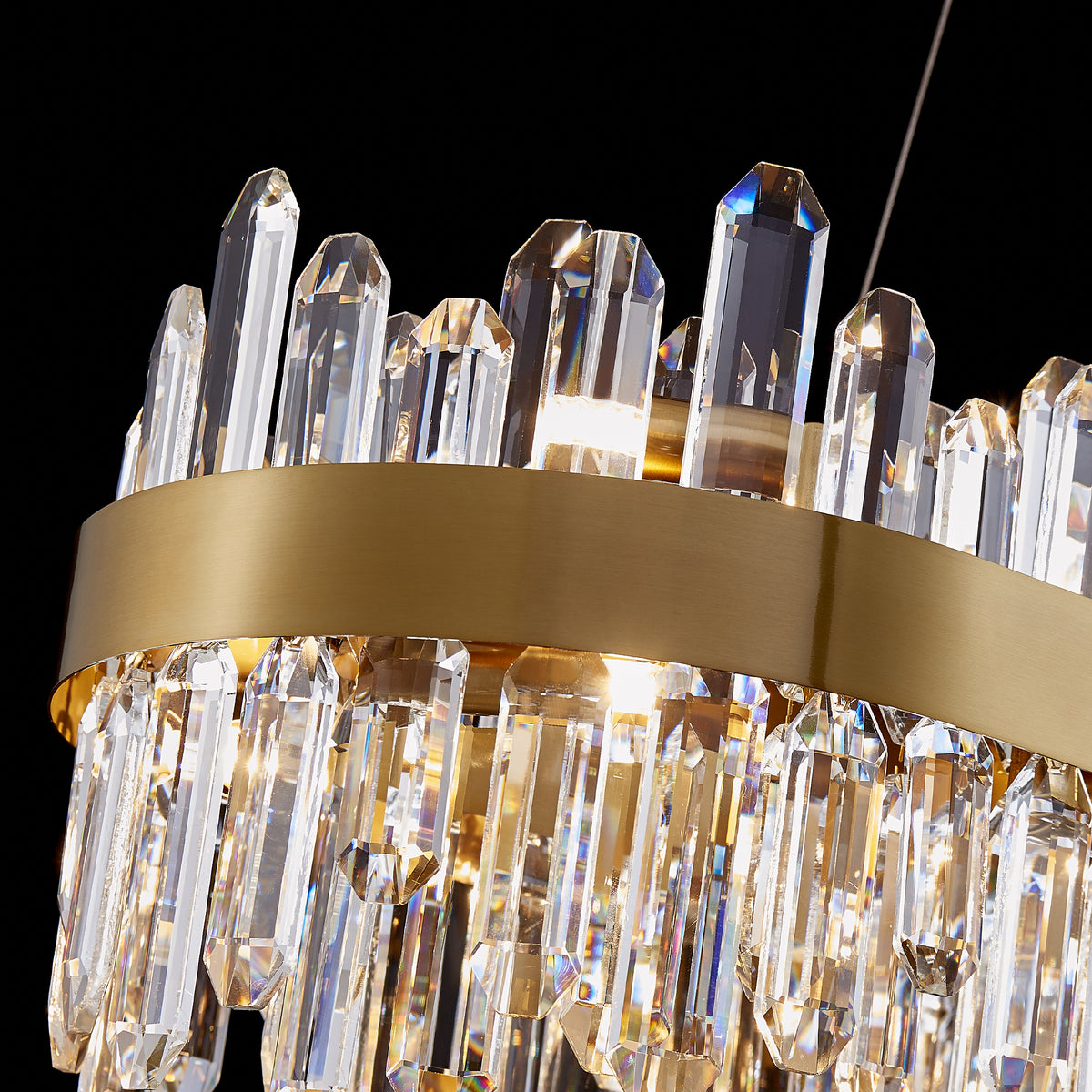 Oval Crystal Chandelier 35.4" — 20-Light Gold K9 for Dining Rooms