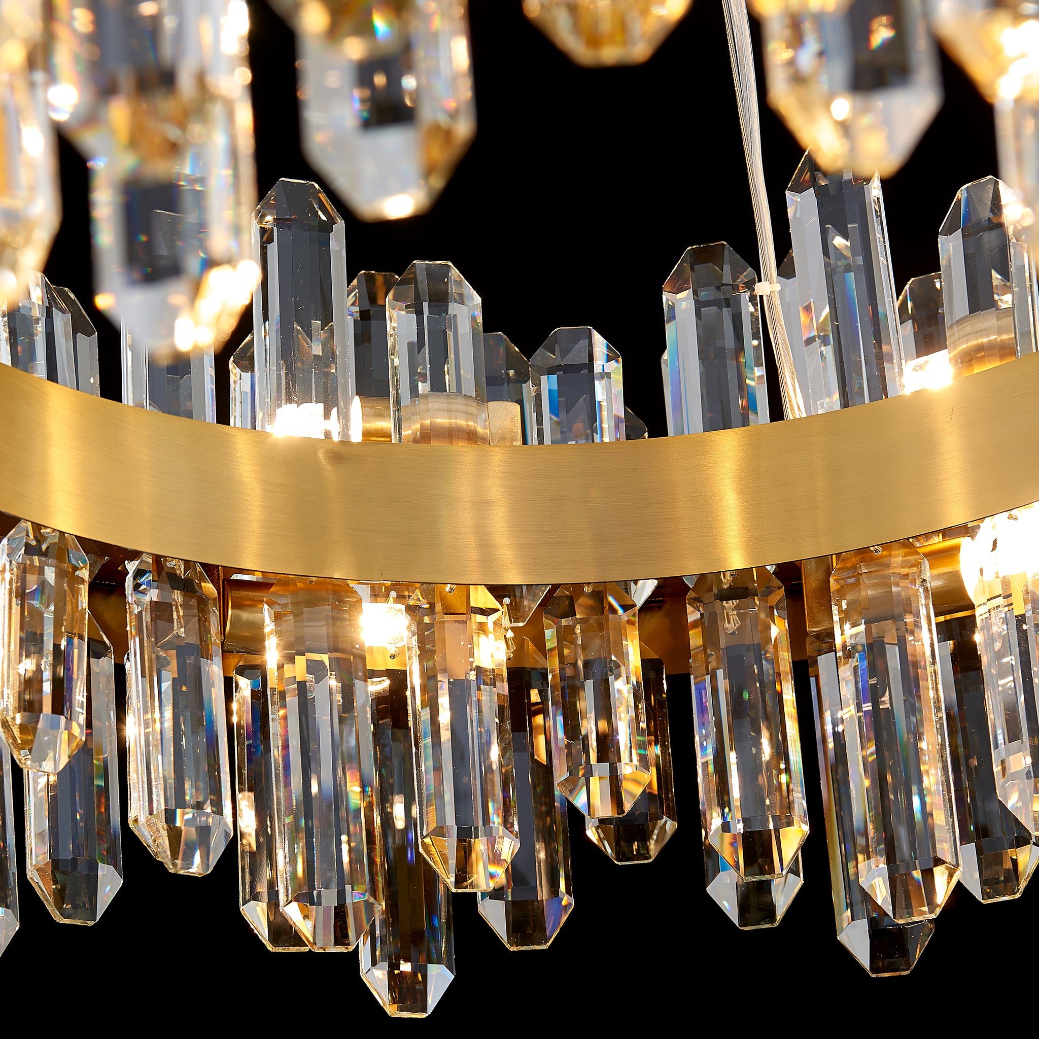 Round 2-Tier K9 Crystal Chandelier 23" — 16-Light Gold Modern Chandelier