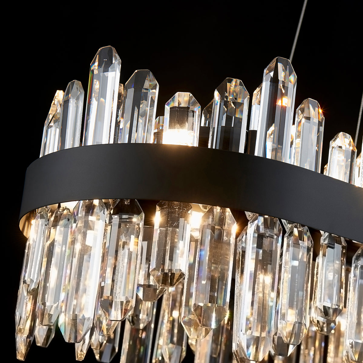 Modern Oval K9 Crystal Chandelier 35.4" — 20-Light, Black
