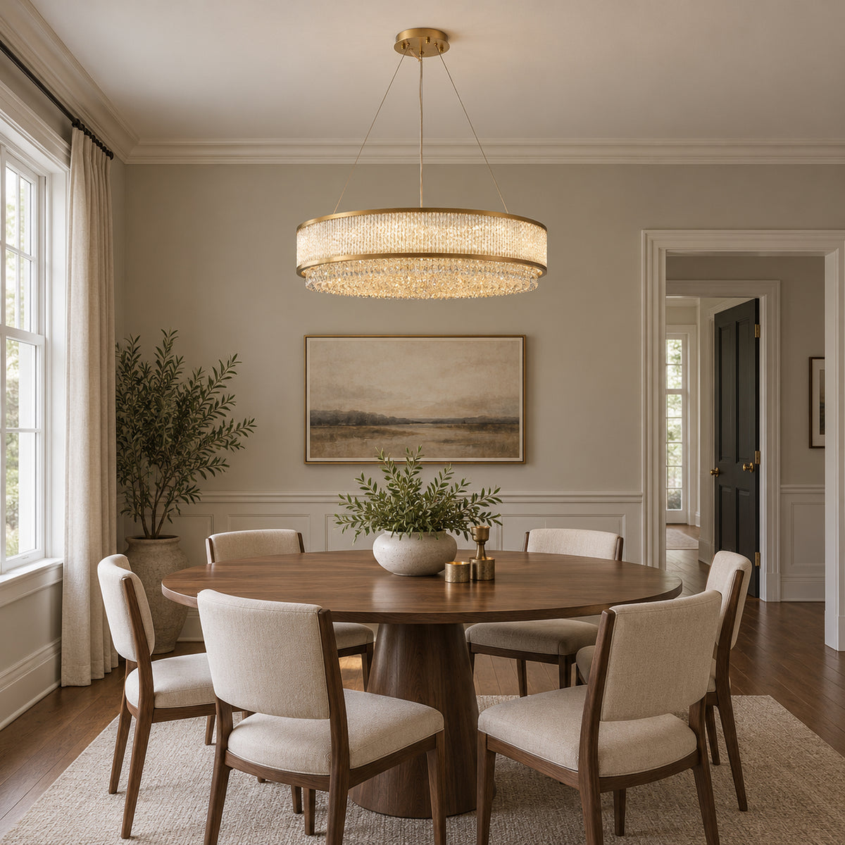 Cortina Chandelier, 2-Tier 14-Light Gold K9 Crystal, 32" Dia