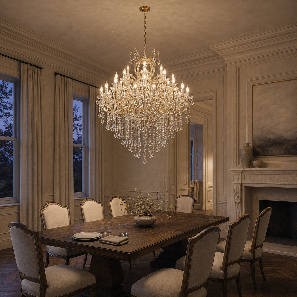Maria Theresa Crystal Chandelier - 36 Light Sockets Large Pendant Light Fixture for High Ceiling Hotel Lobby Restaurant