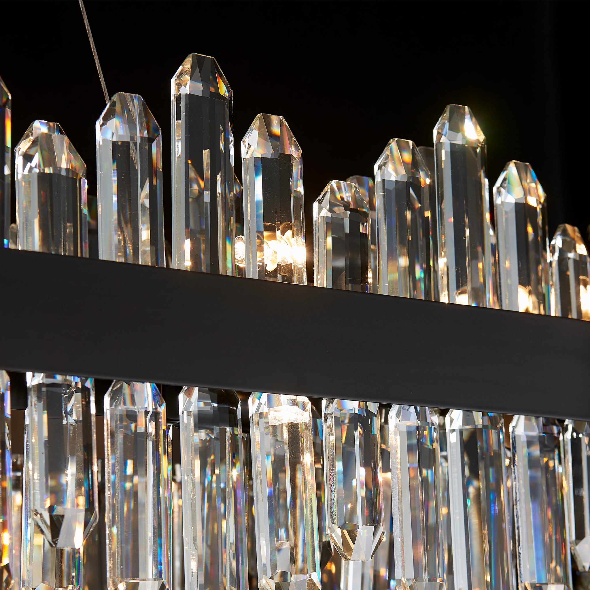 Oval Crystal Chandelier 45.3" — 24-Light Gold K9 Chandelier for Long Tables