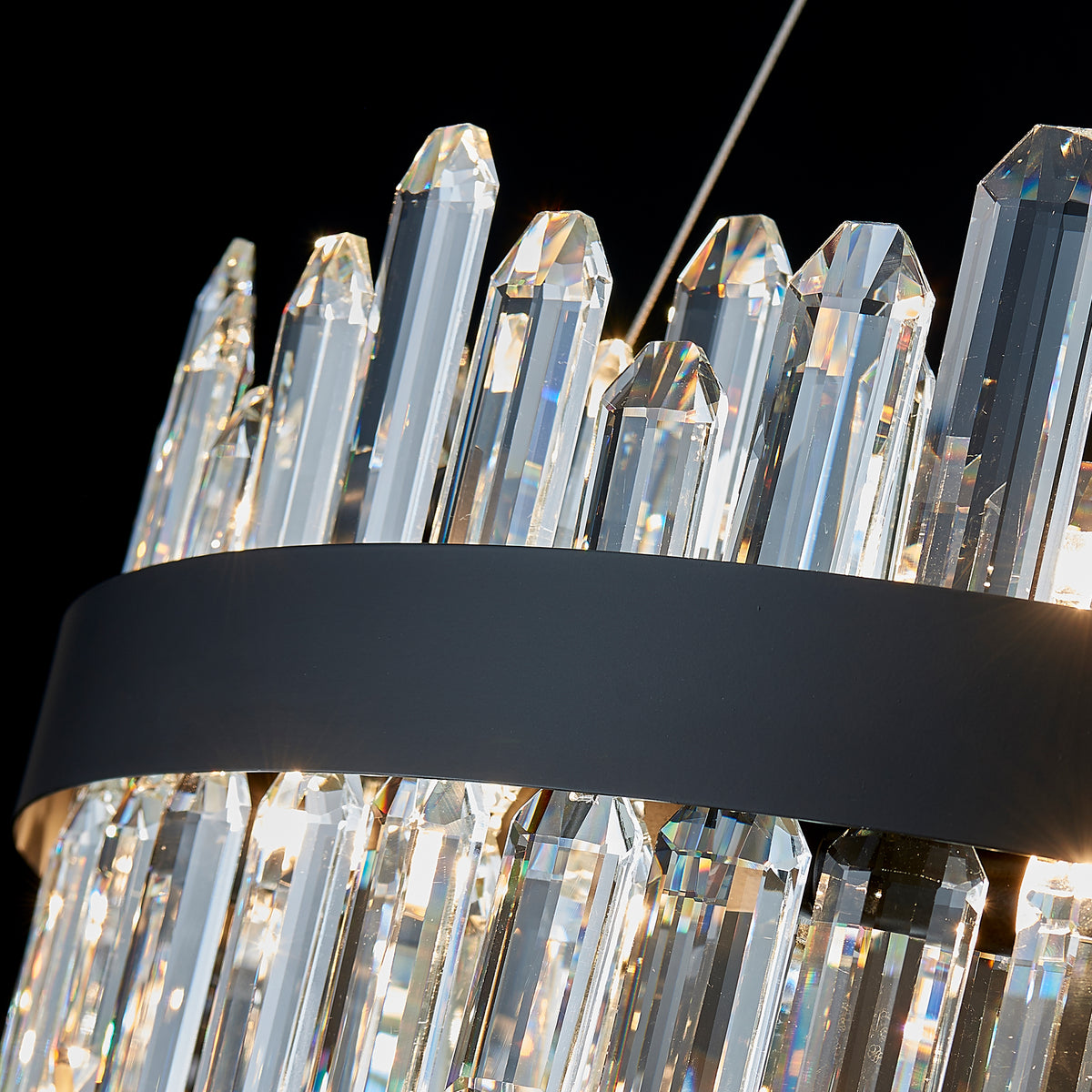 Round 2-Tier K9 Crystal Chandelier 23" — 16-Light Gold Modern Chandelier