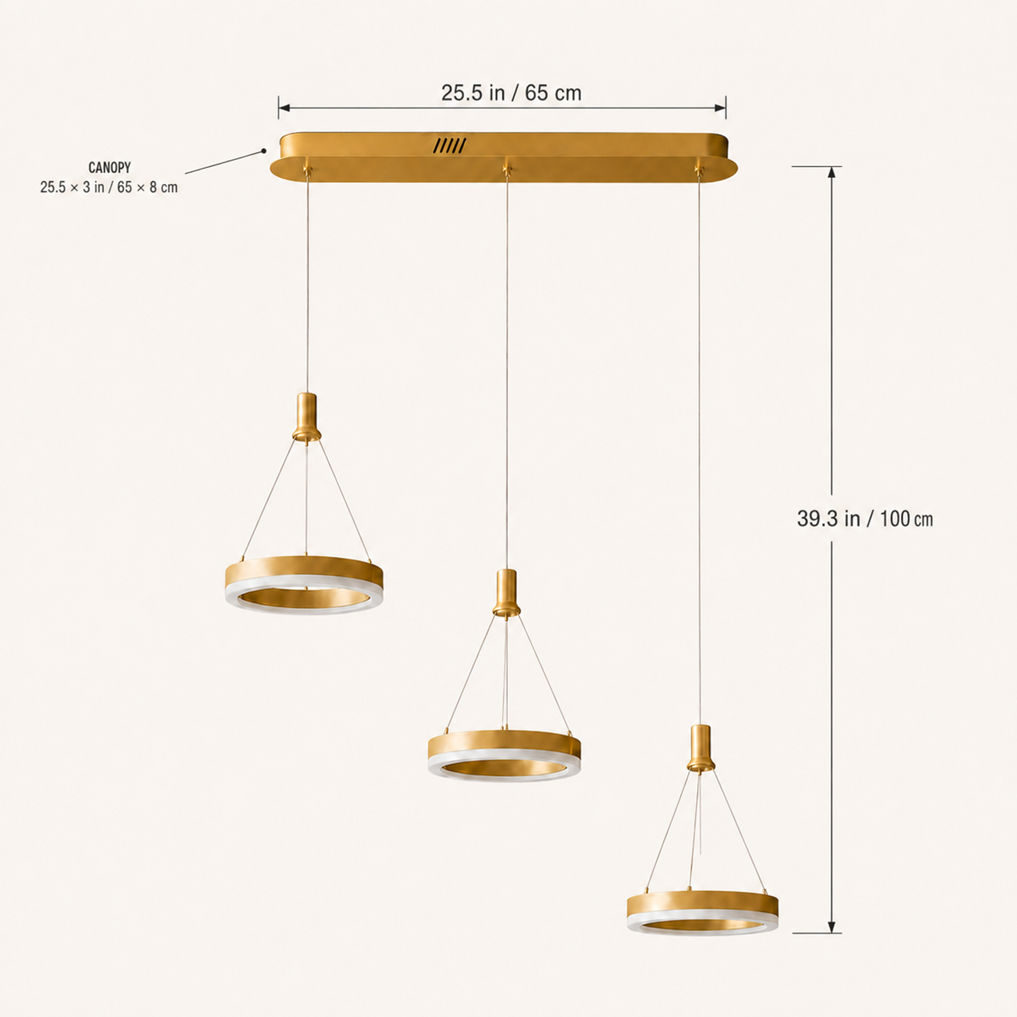Aitu Linear LED Chandelier | Gold Multi-Light Kitchen Island Pendant for Dining Rooms