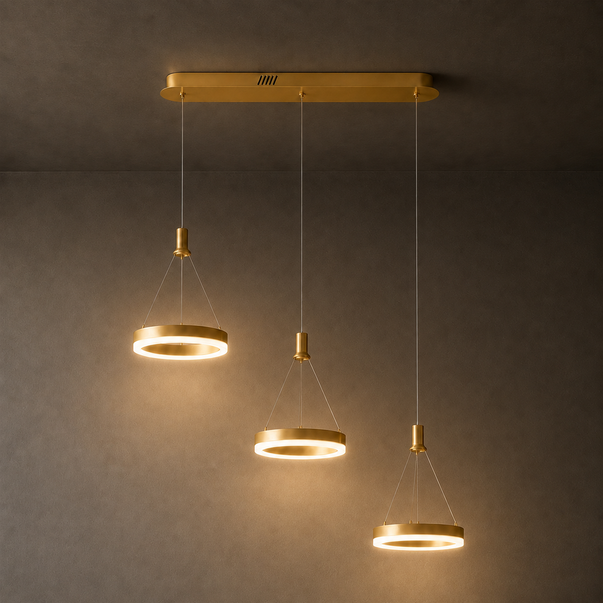 Aitu Linear LED Chandelier | Gold Multi-Light Kitchen Island Pendant for Dining Rooms
