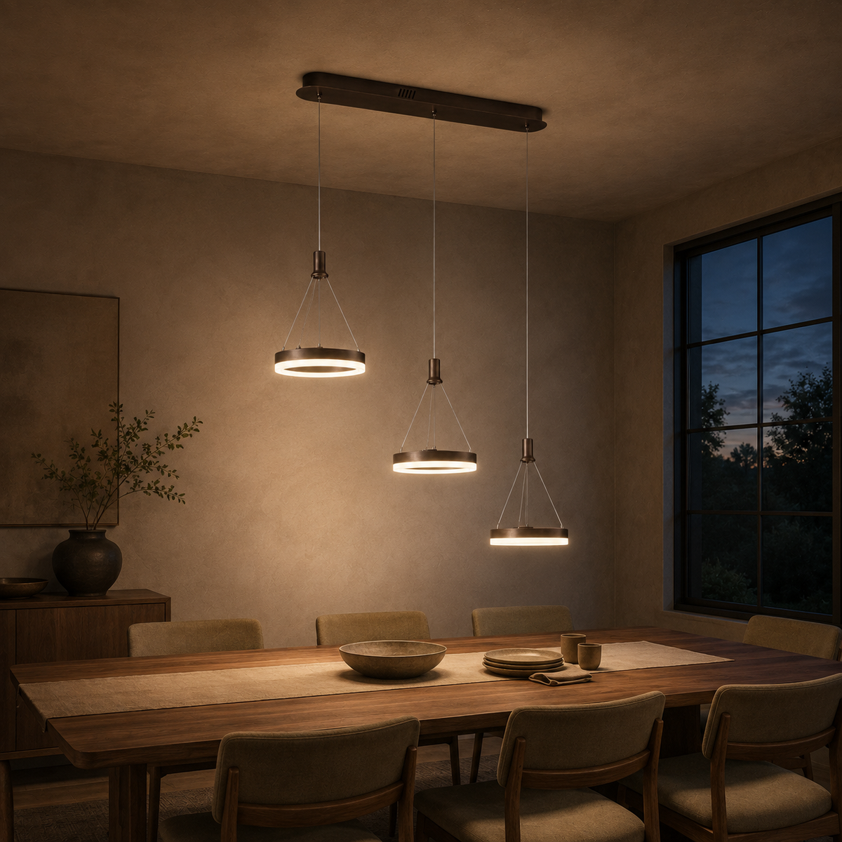 Aitu Linear LED Chandelier | Gold Multi-Light Kitchen Island Pendant for Dining Rooms