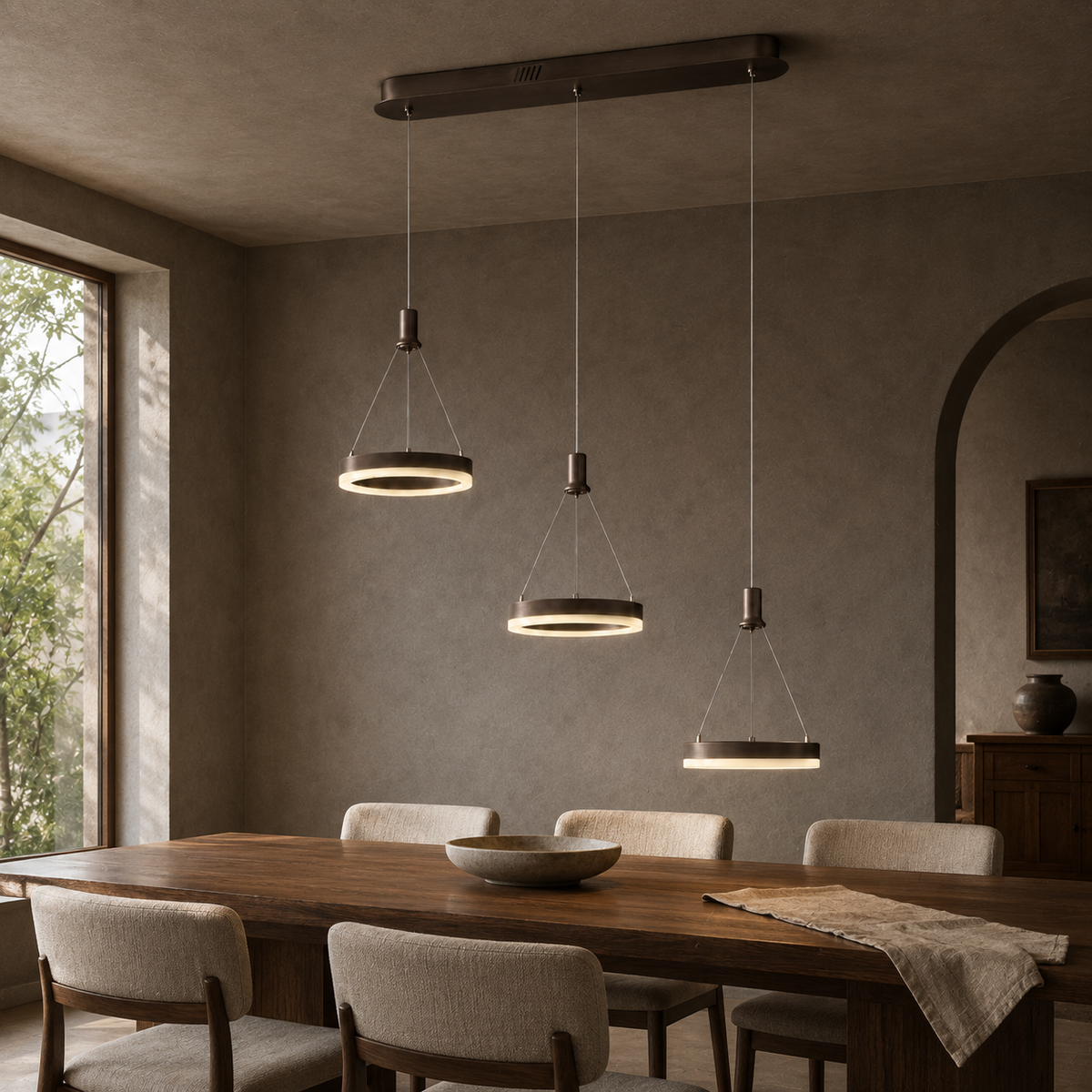 Aitu Linear LED Chandelier | Gold Multi-Light Kitchen Island Pendant for Dining Rooms