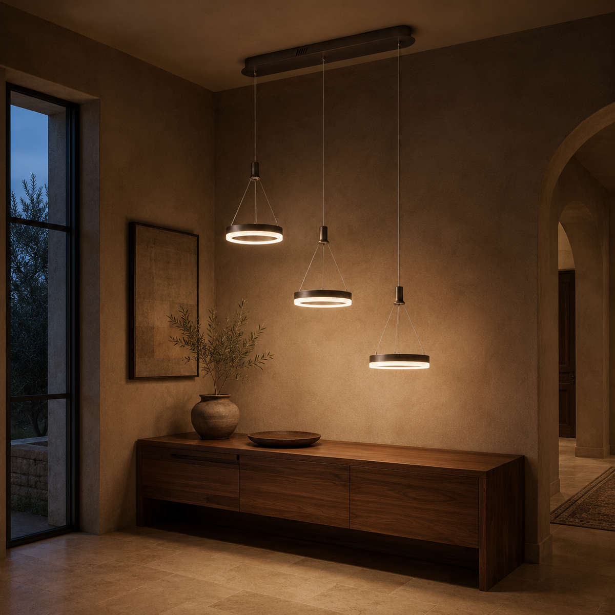 Aitu Linear LED Chandelier | Gold Multi-Light Kitchen Island Pendant for Dining Rooms