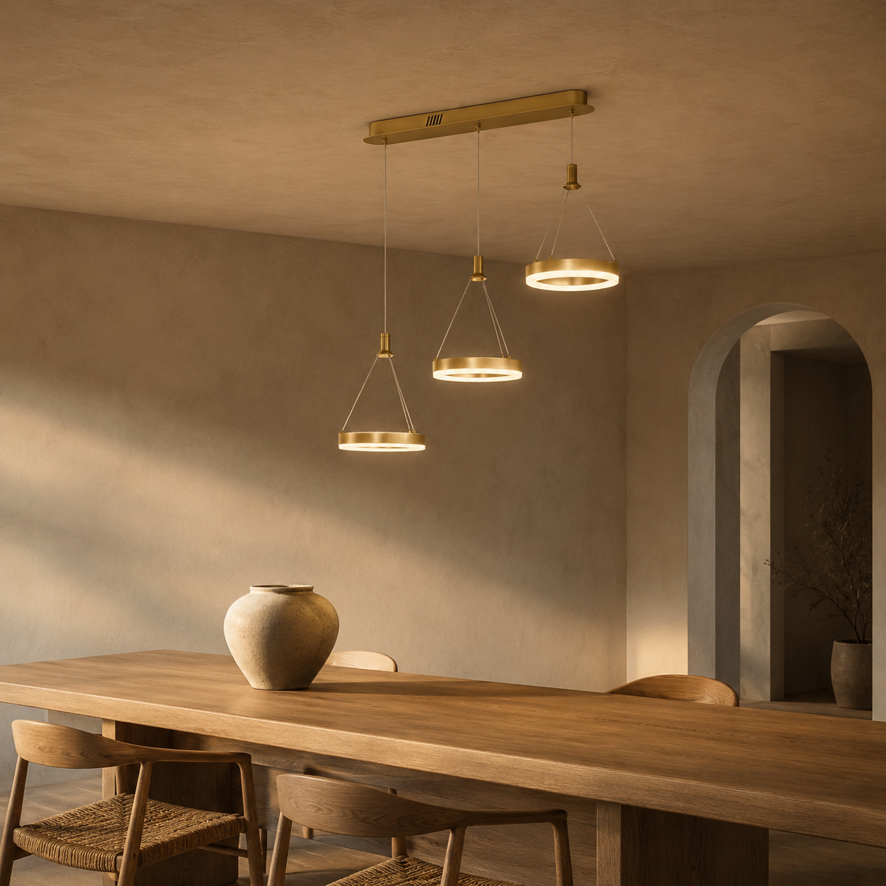Aitu Linear LED Chandelier | Gold Multi-Light Kitchen Island Pendant for Dining Rooms