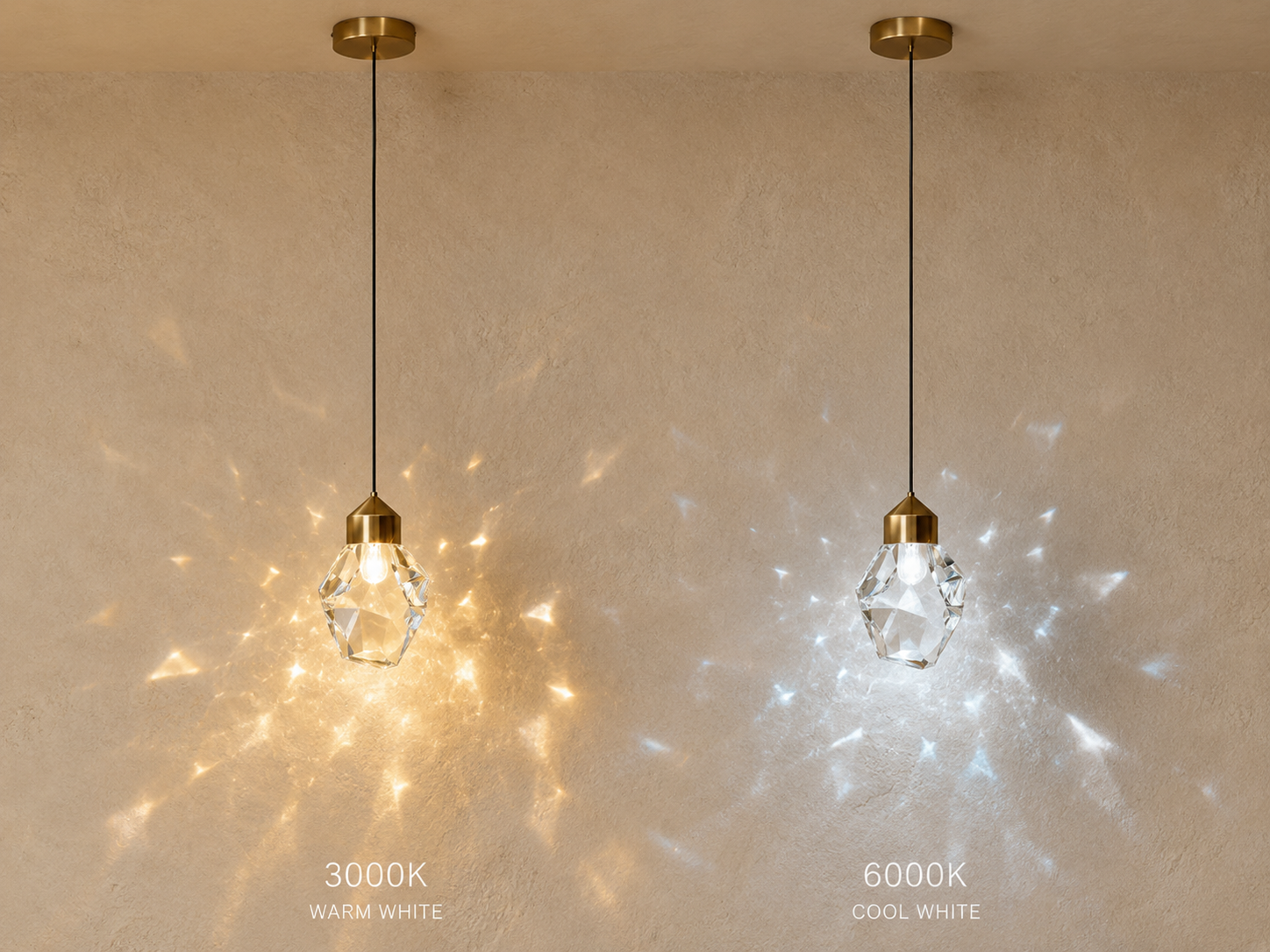 Cristal Mini Crystal Pendant Light | Gold Faceted Hanging Light for Kitchen Island & Dining