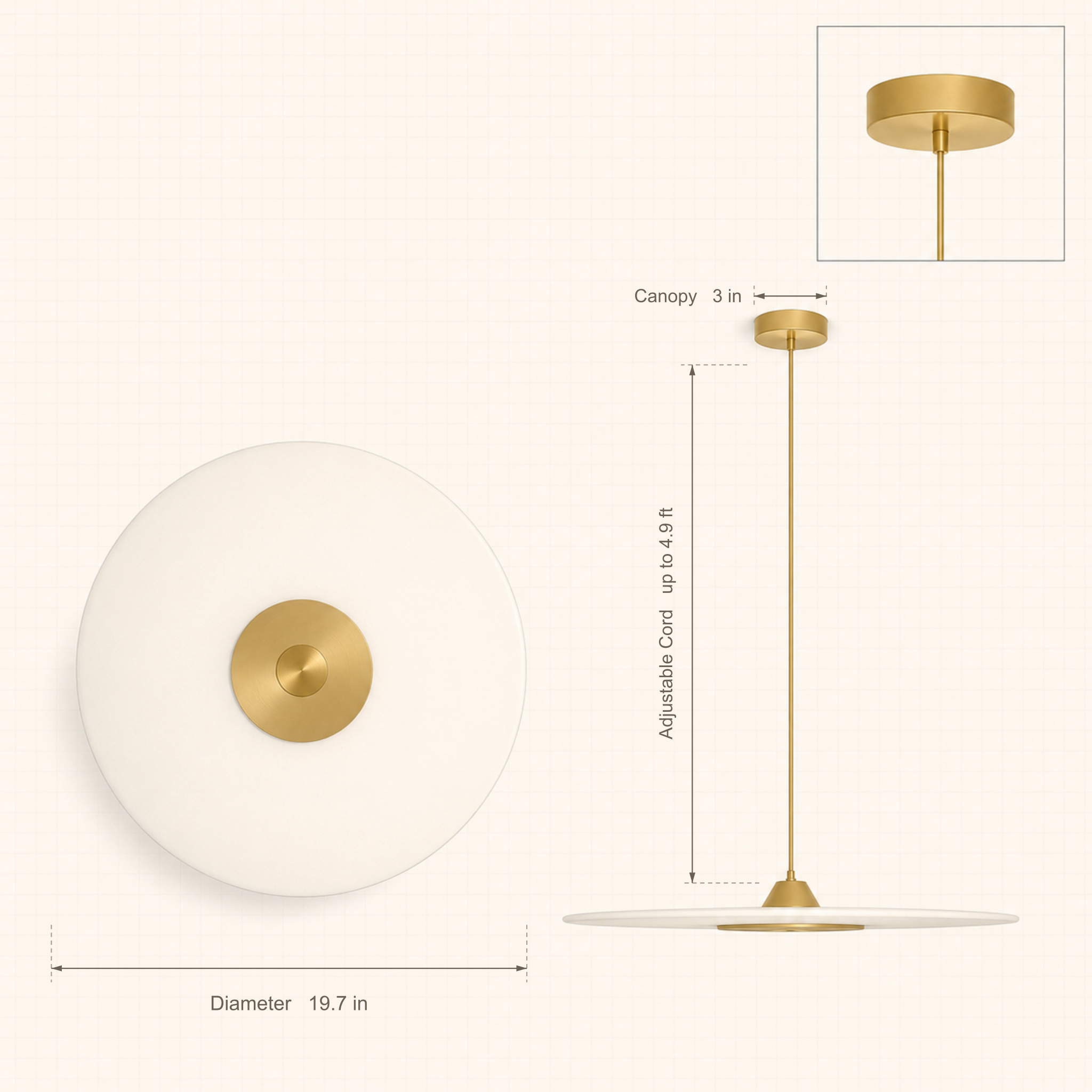 Diskos Frosted Acrylic Disc Pendant Light | Minimalist Round LED Pendant for Dining & Kitchen Island