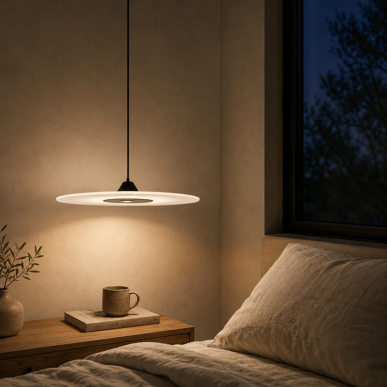 Diskos Frosted Acrylic Disc Pendant Light | Minimalist Round LED Pendant for Dining & Kitchen Island
