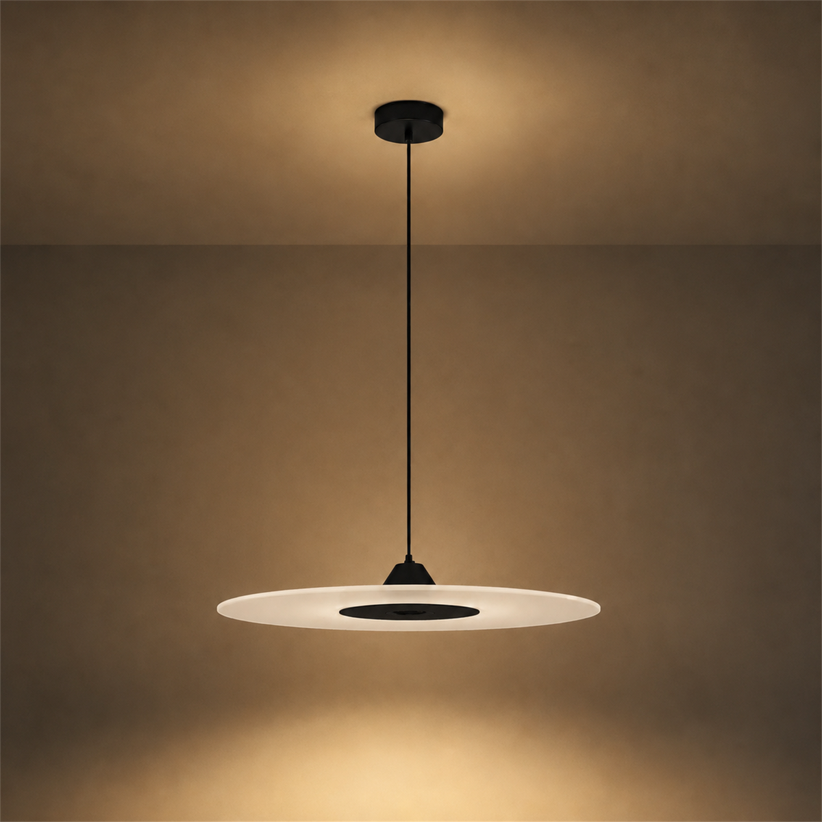 Diskos Frosted Acrylic Disc Pendant Light | Minimalist Round LED Pendant for Dining & Kitchen Island